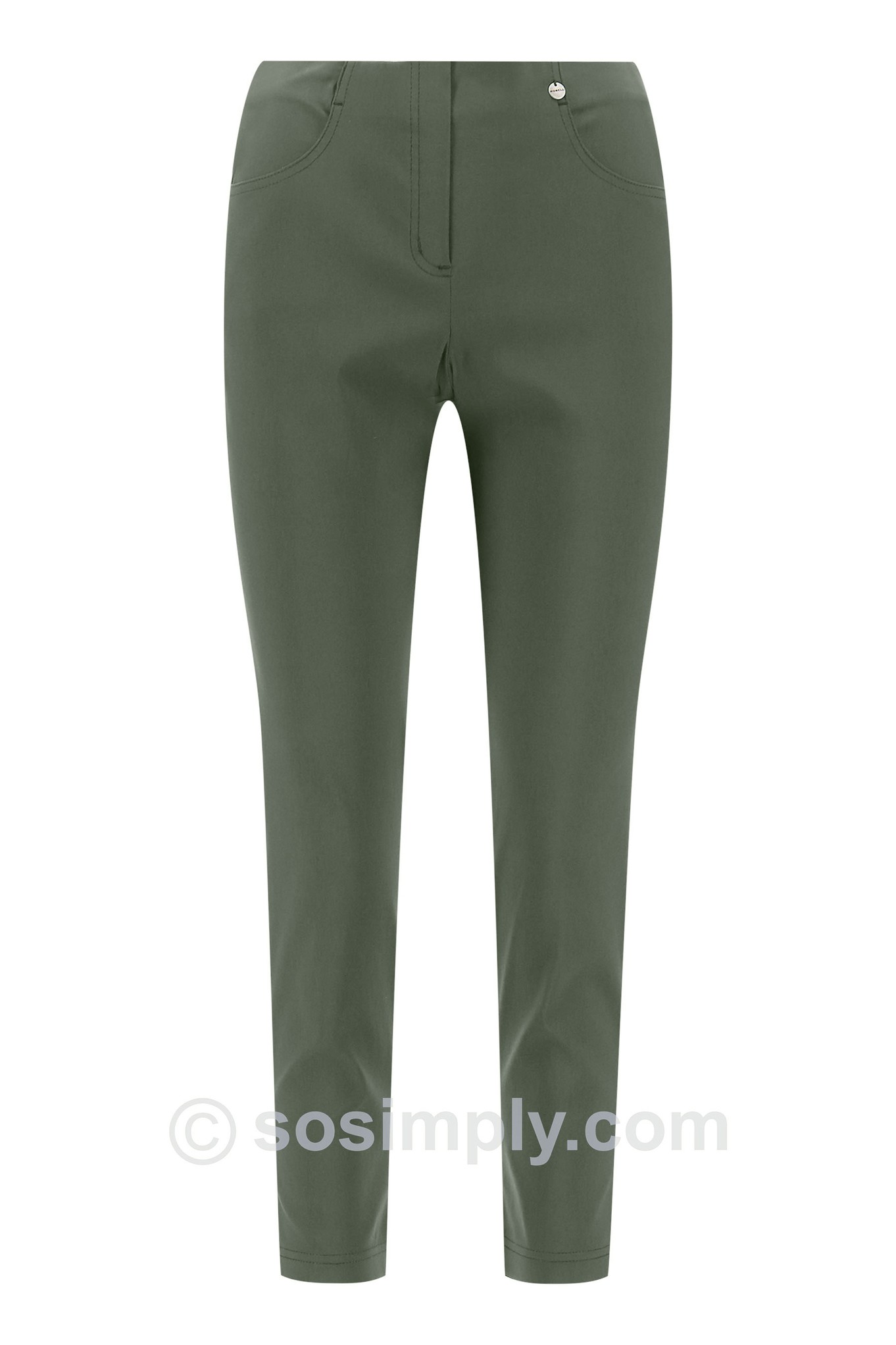 Robell Bella 09P Ankle Grazer Trouser Woodland Green 884