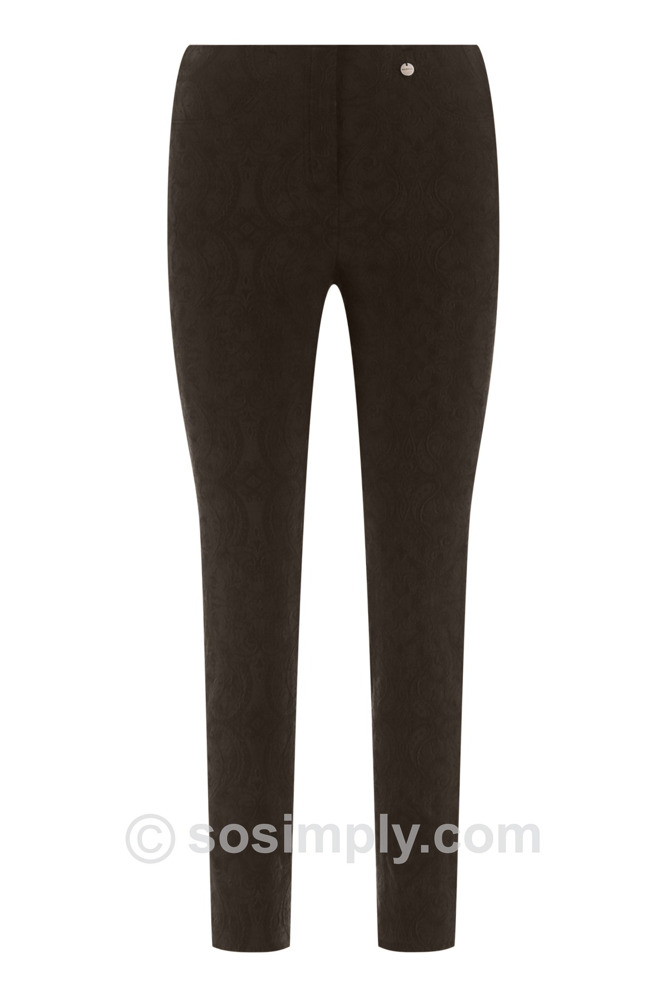 Robell Bella 09 Paisley Jacquard Trouser Brown 39