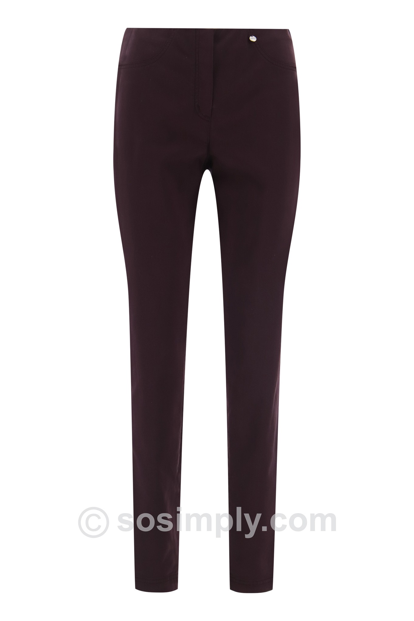 Robell Bella Tencel Comfort Fit Trouser Aubergine 56