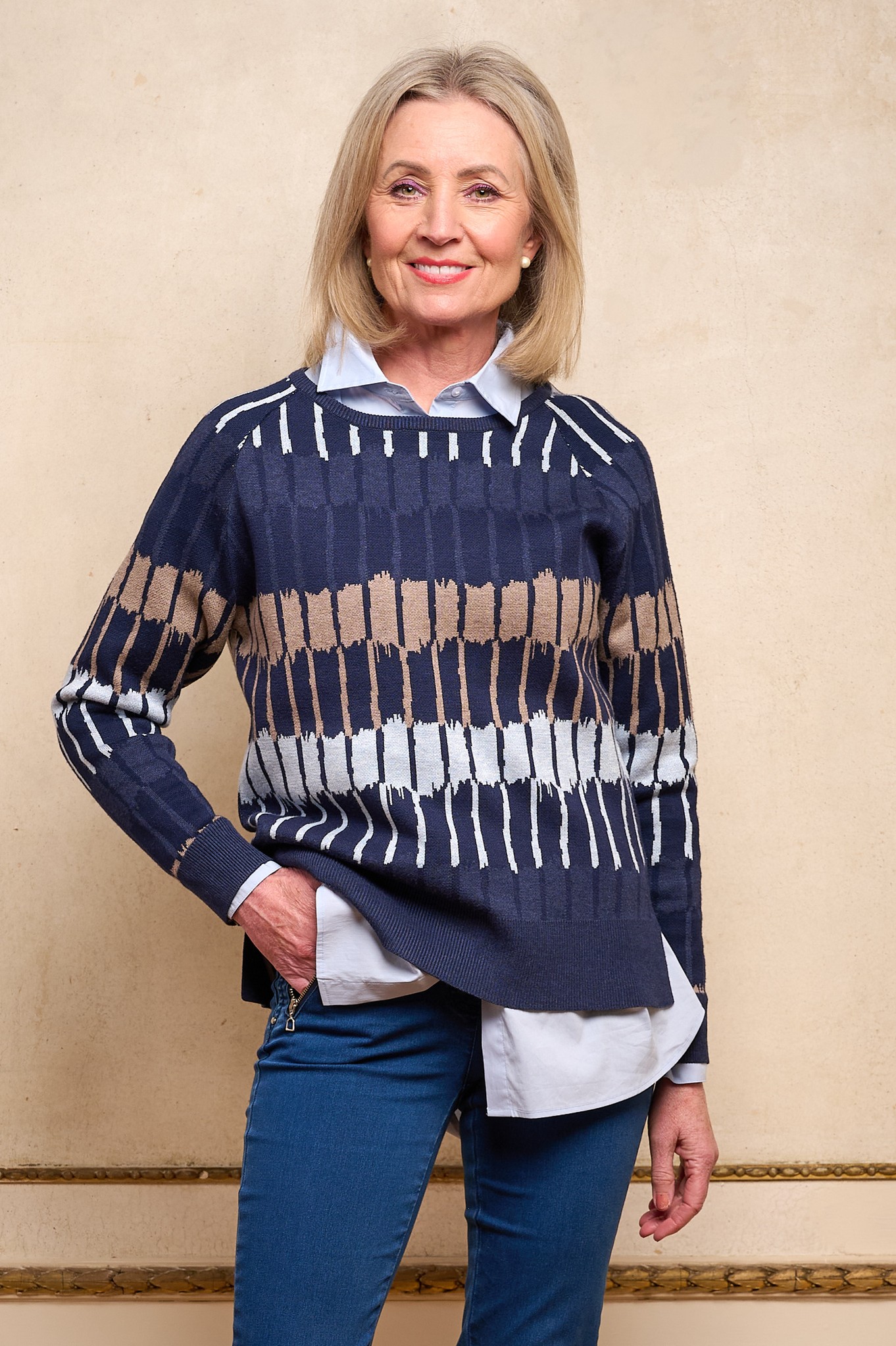 Sunday Mariska Pattern Jumper Blue Multi Pattern 671
