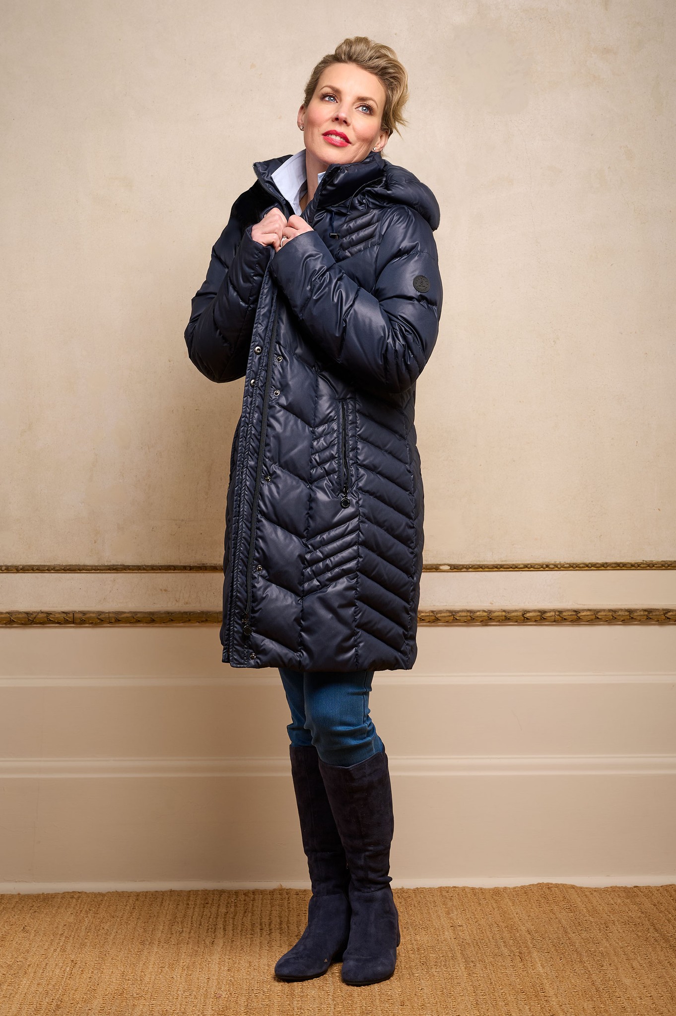 Normann Albany Quilted Real Down Coat Navy 69