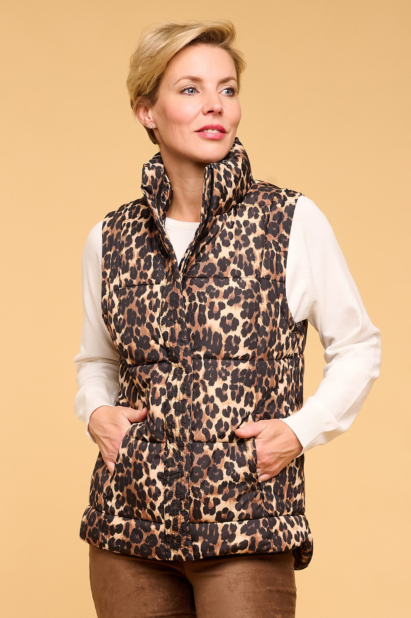 Normann Animal Print Gilet Tan 18