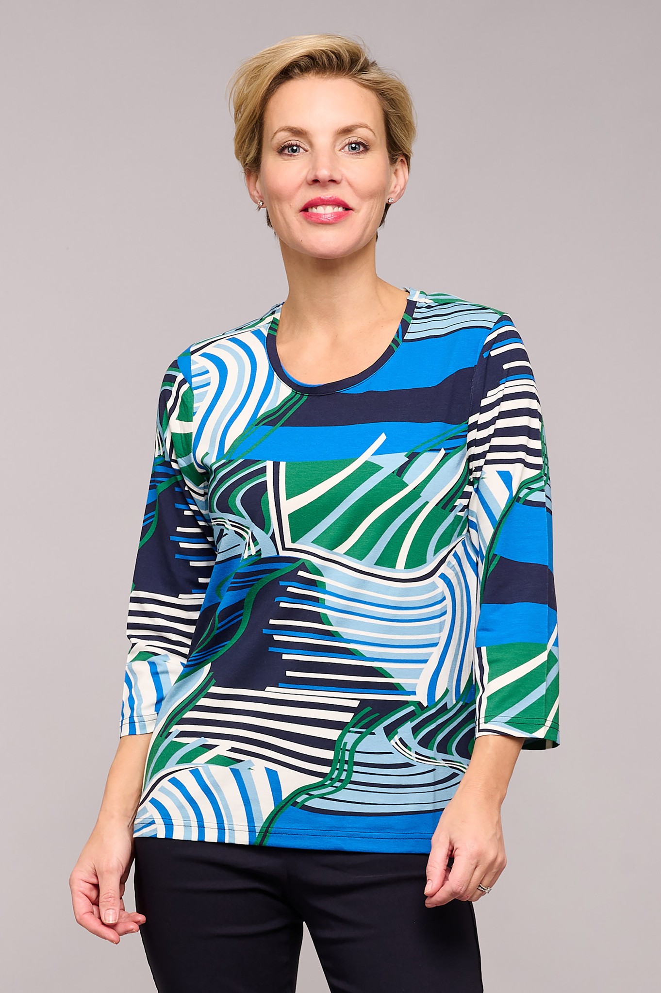 Sunday Dalla Abstract Print Top Dutch Blue 660