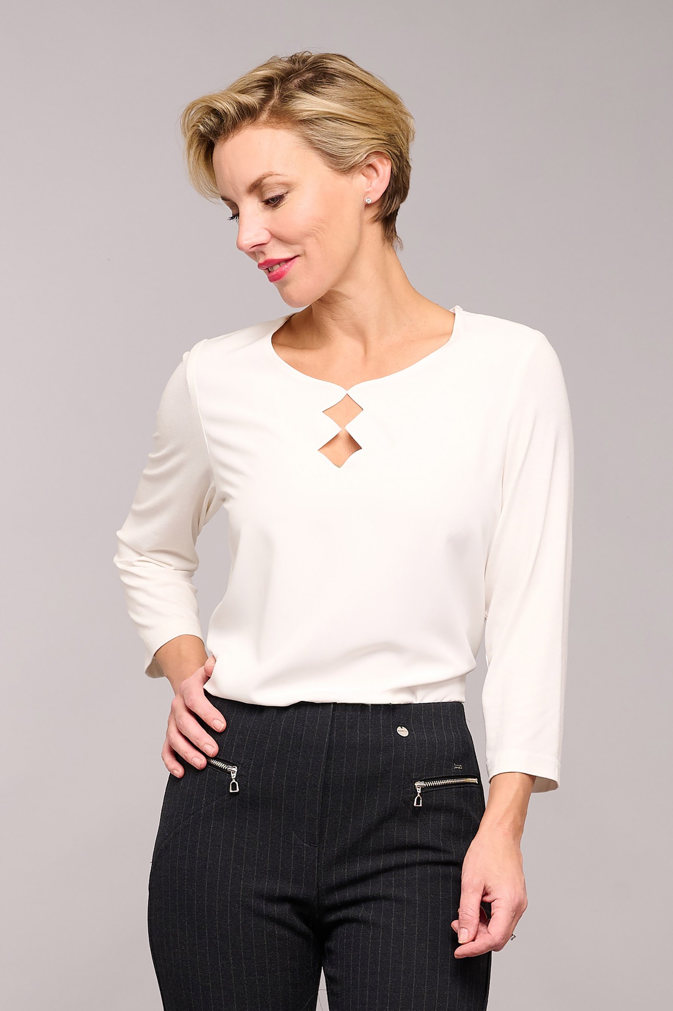 Habella Cut Out Diamond Top Ivory Cream 12