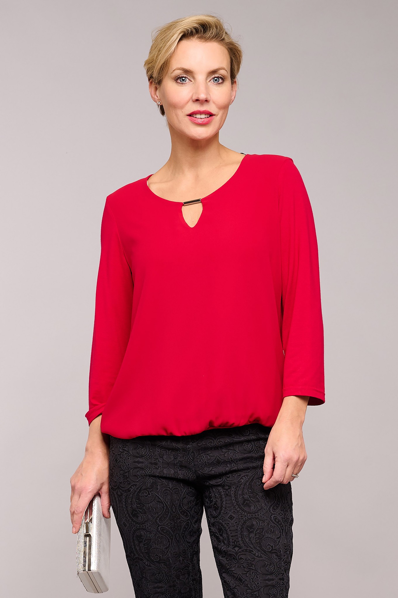 Habella Keyhole Neck Top Red 48