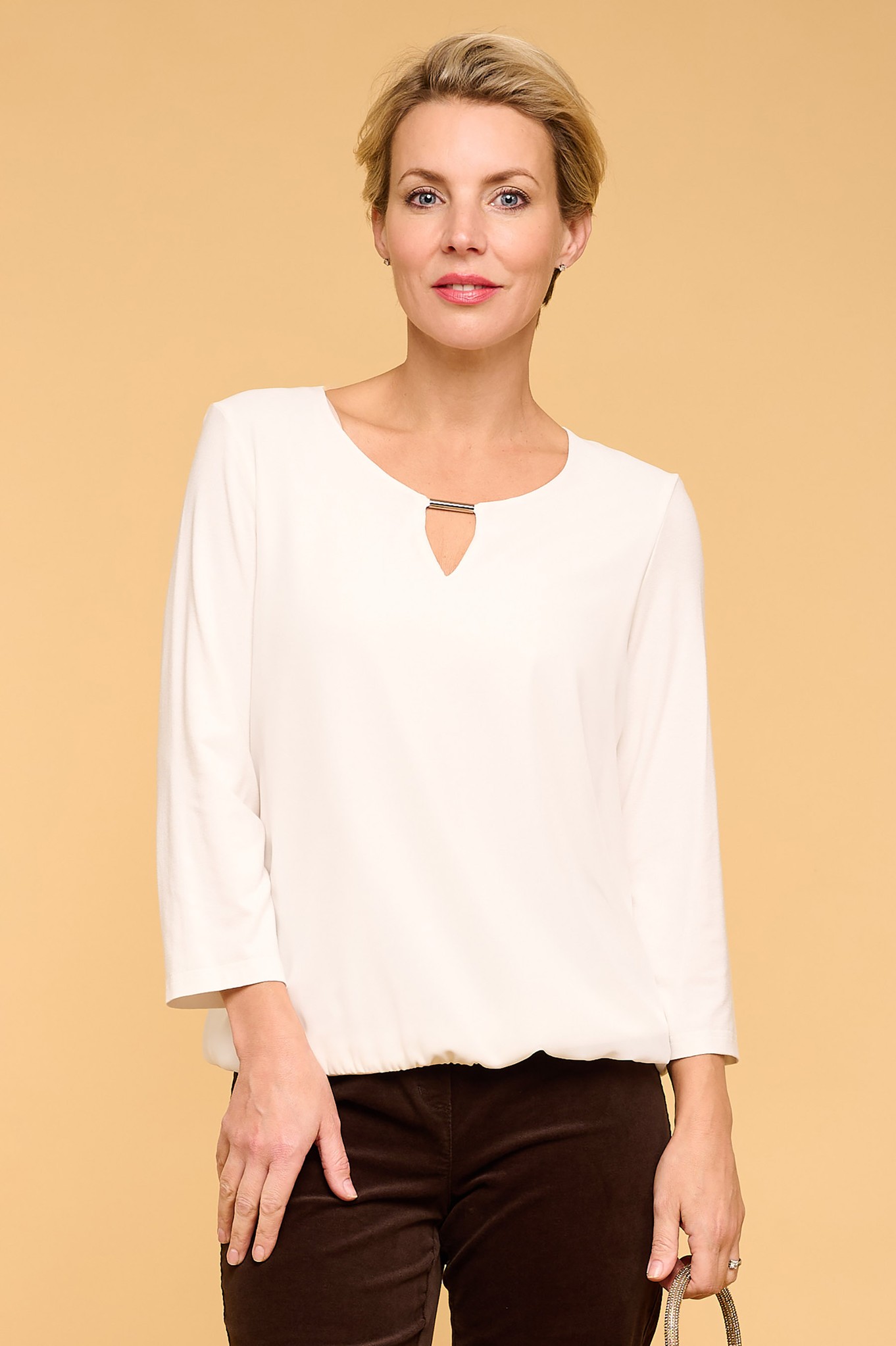 Habella Keyhole Neck Top Cream 11
