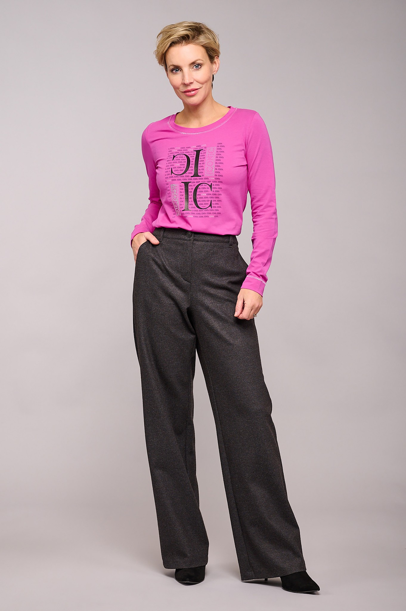 Robell Cloe Flannel Wide Leg Trousers, 53473-5426