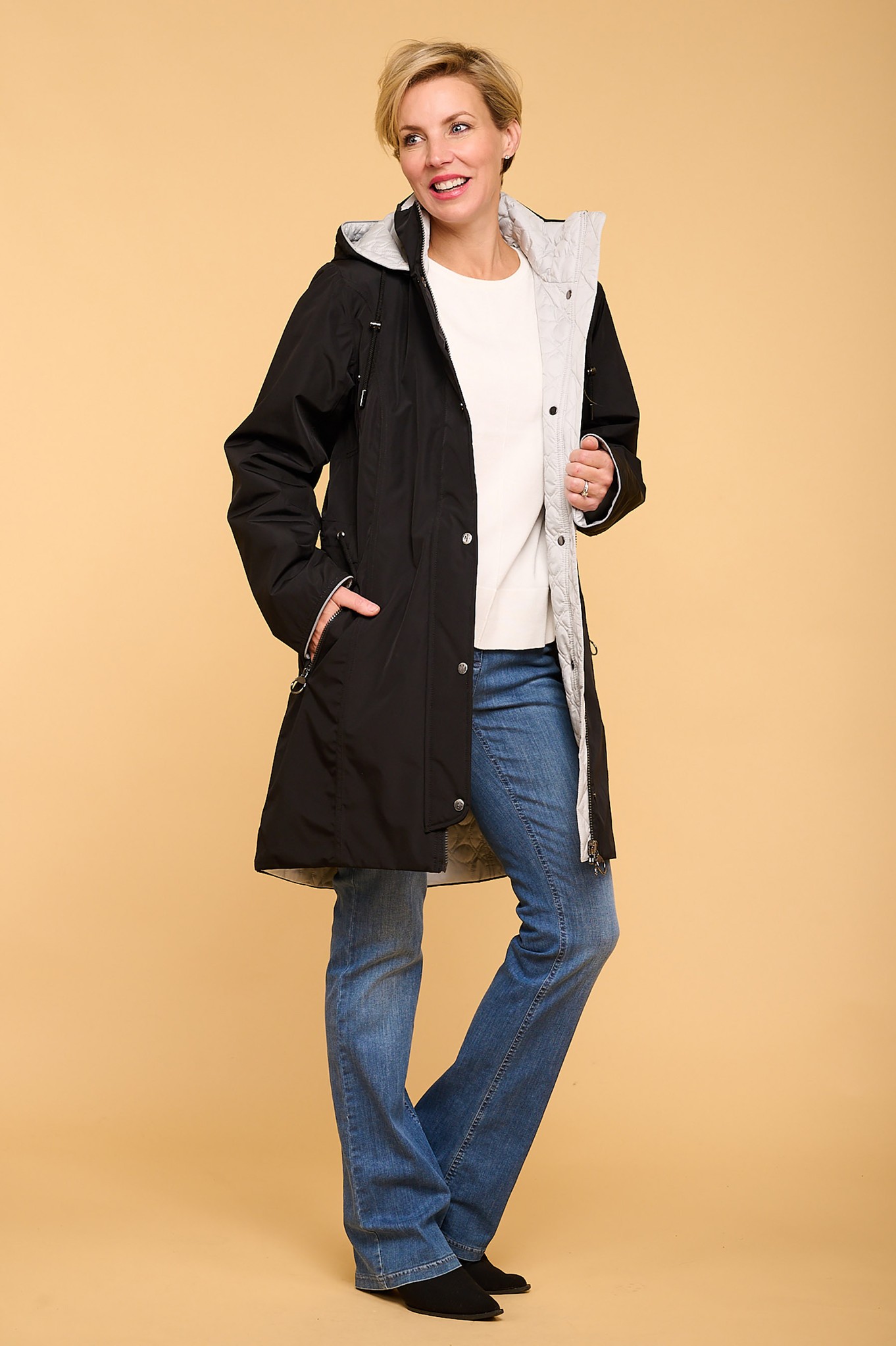 Frandsen Katla Reversible Quilted Coat Grey / Black 9092