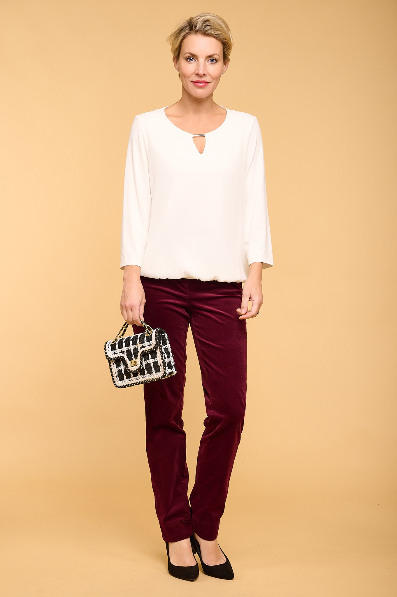 Robell Marie Velvet Trouser Wine 560