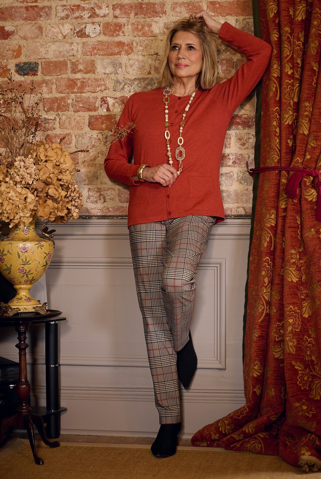 Robell Mimi MacIntyre Check Trouser Brown 38