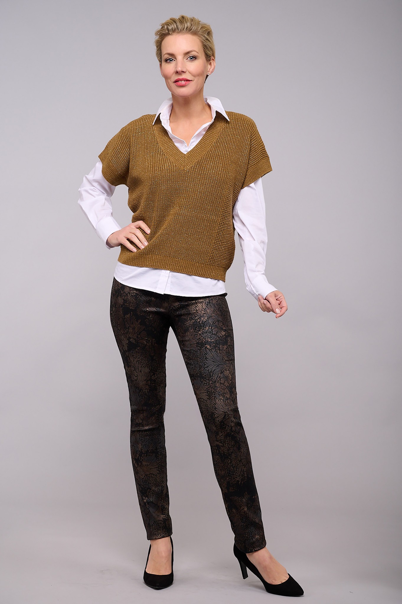 Robell Bella Opulent Flora Trouser Brown 39