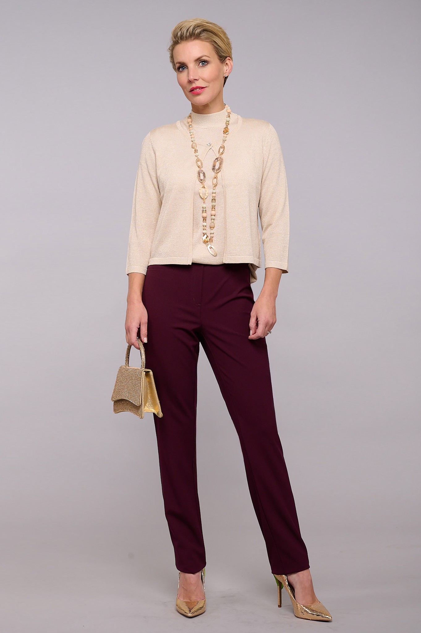 Robell Jacklyn Petite Trousers Aubergine 560