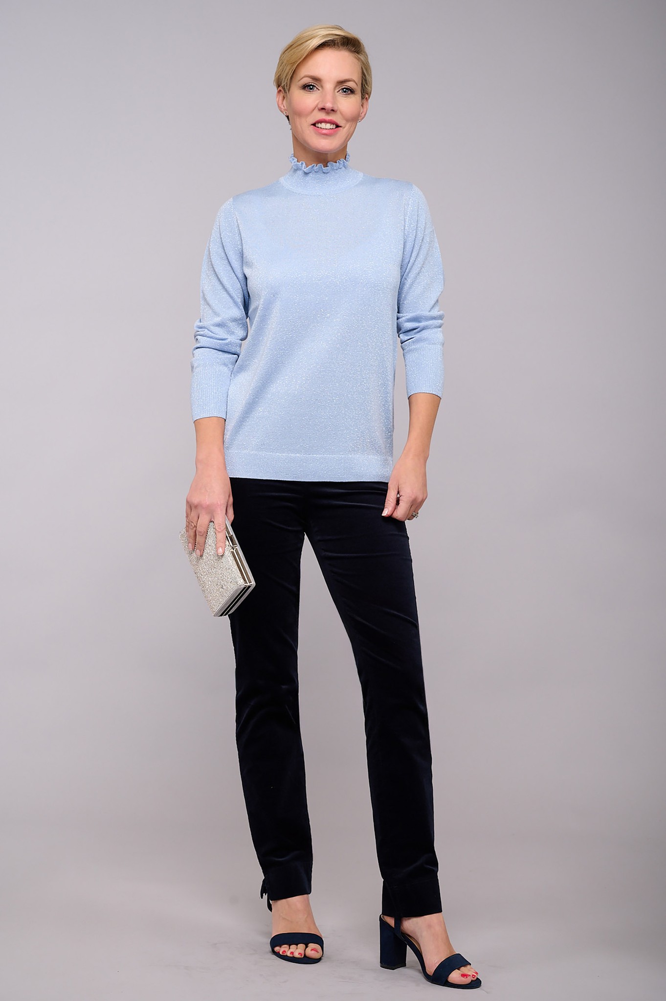 Robell Marie Velvet Trouser Navy 691