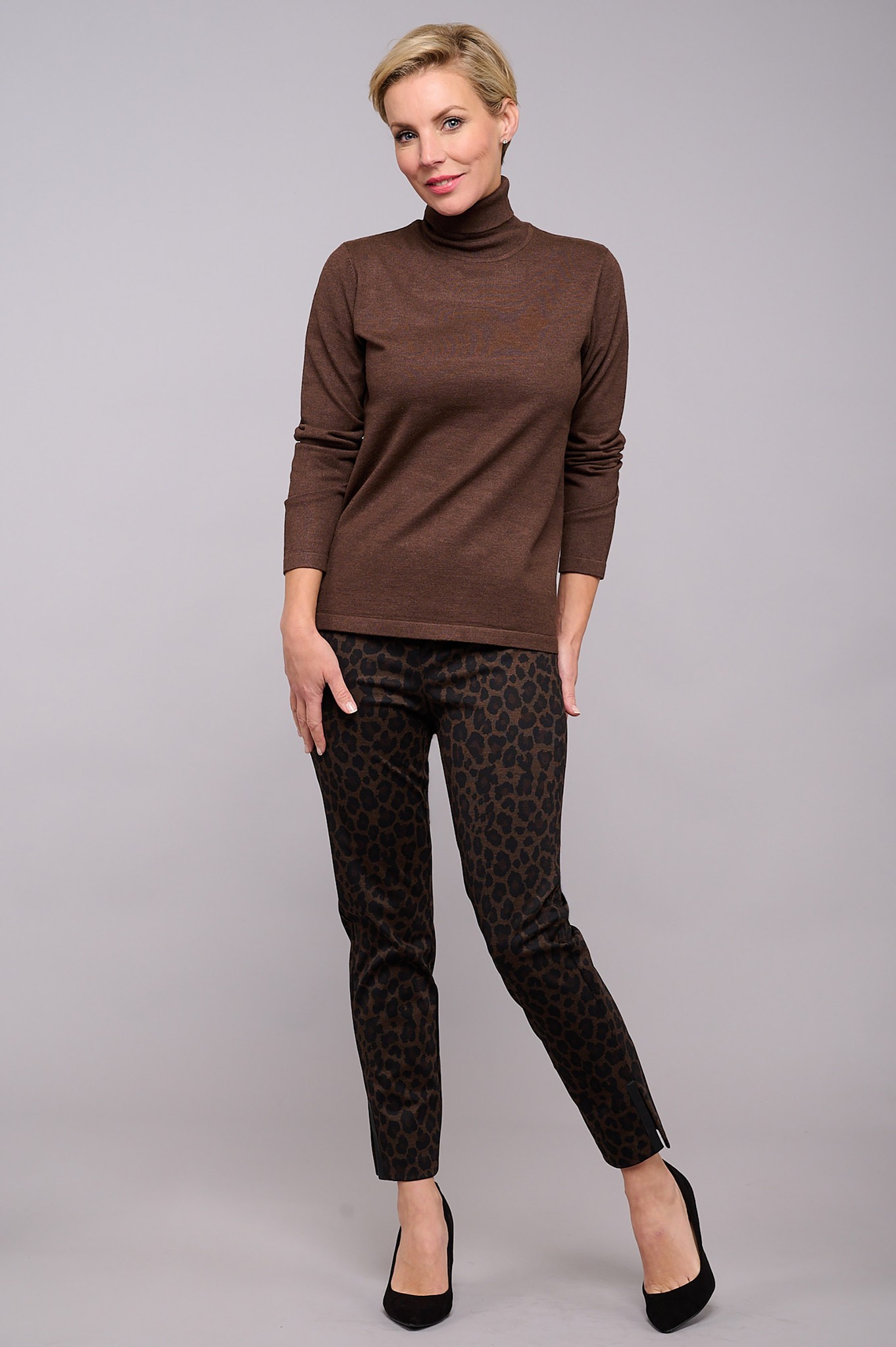 Robell Rose 09 Angelica Animal Print Ankle Grazer Dark Brown 38