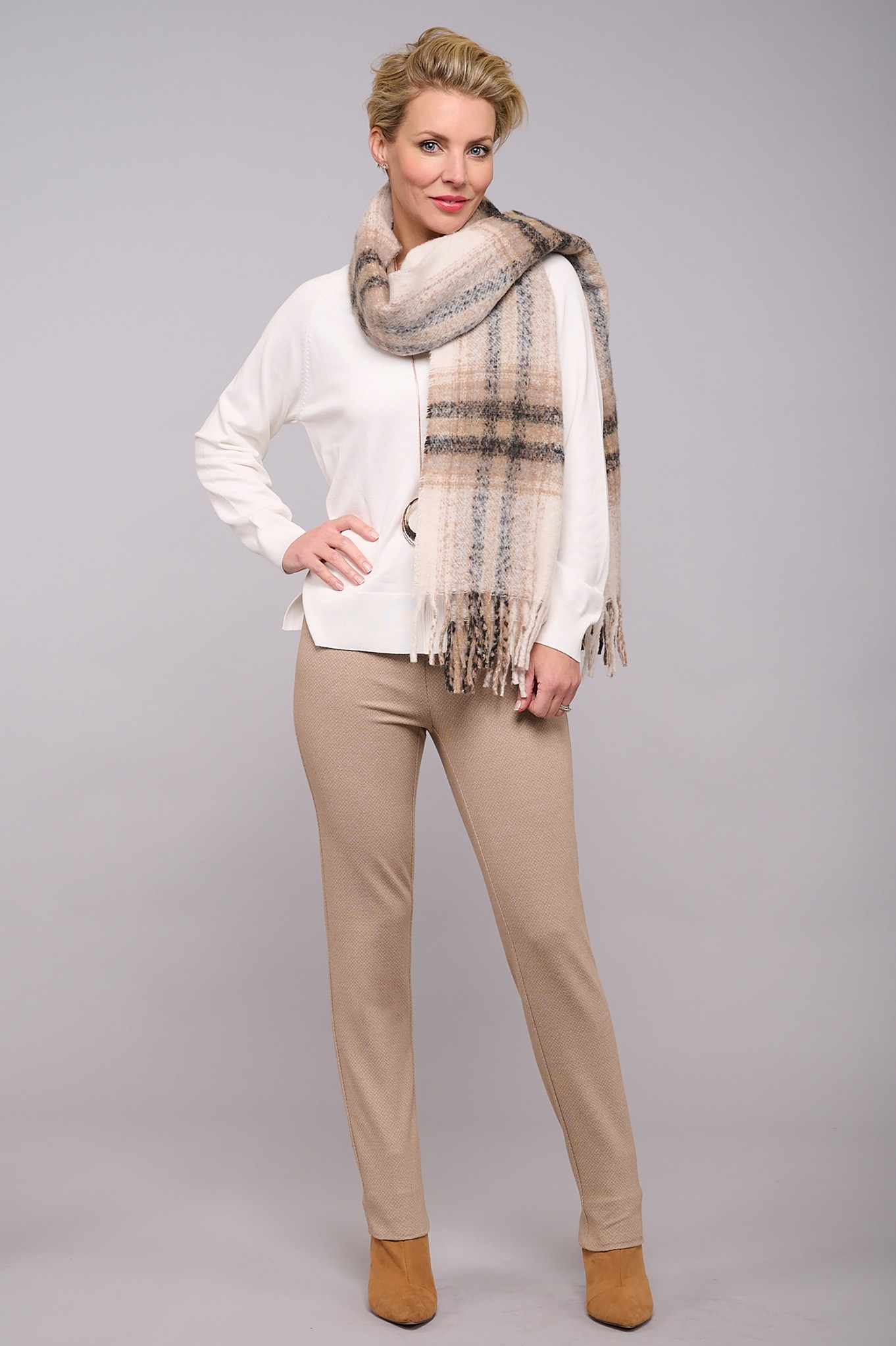 Robell Rose Henley Herringbone Trouser Beige 14