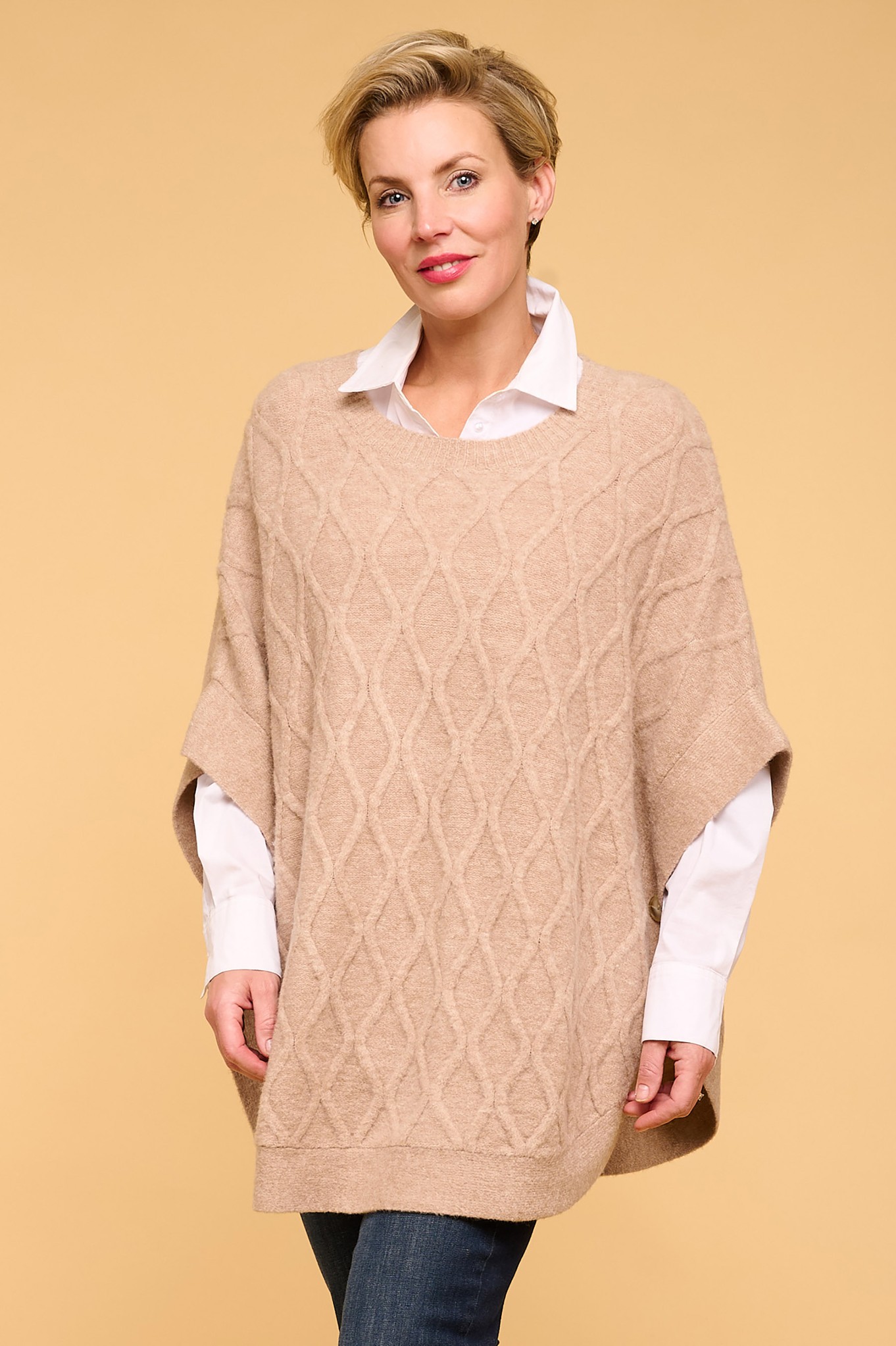 Sunday Gina Button Tabard Tank Top Camel 161