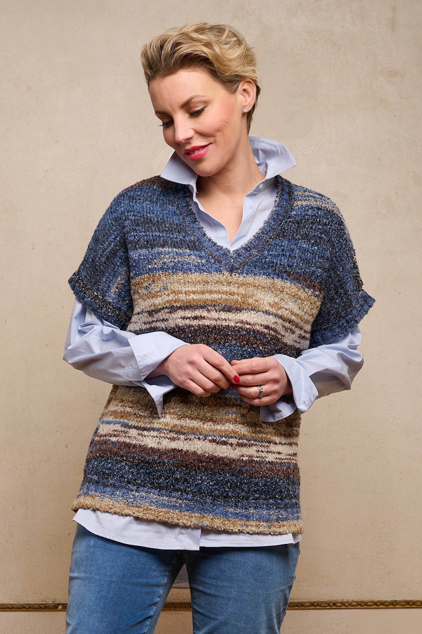 Sunday Deana Abstract Tank Top Blue Brown Multi 16