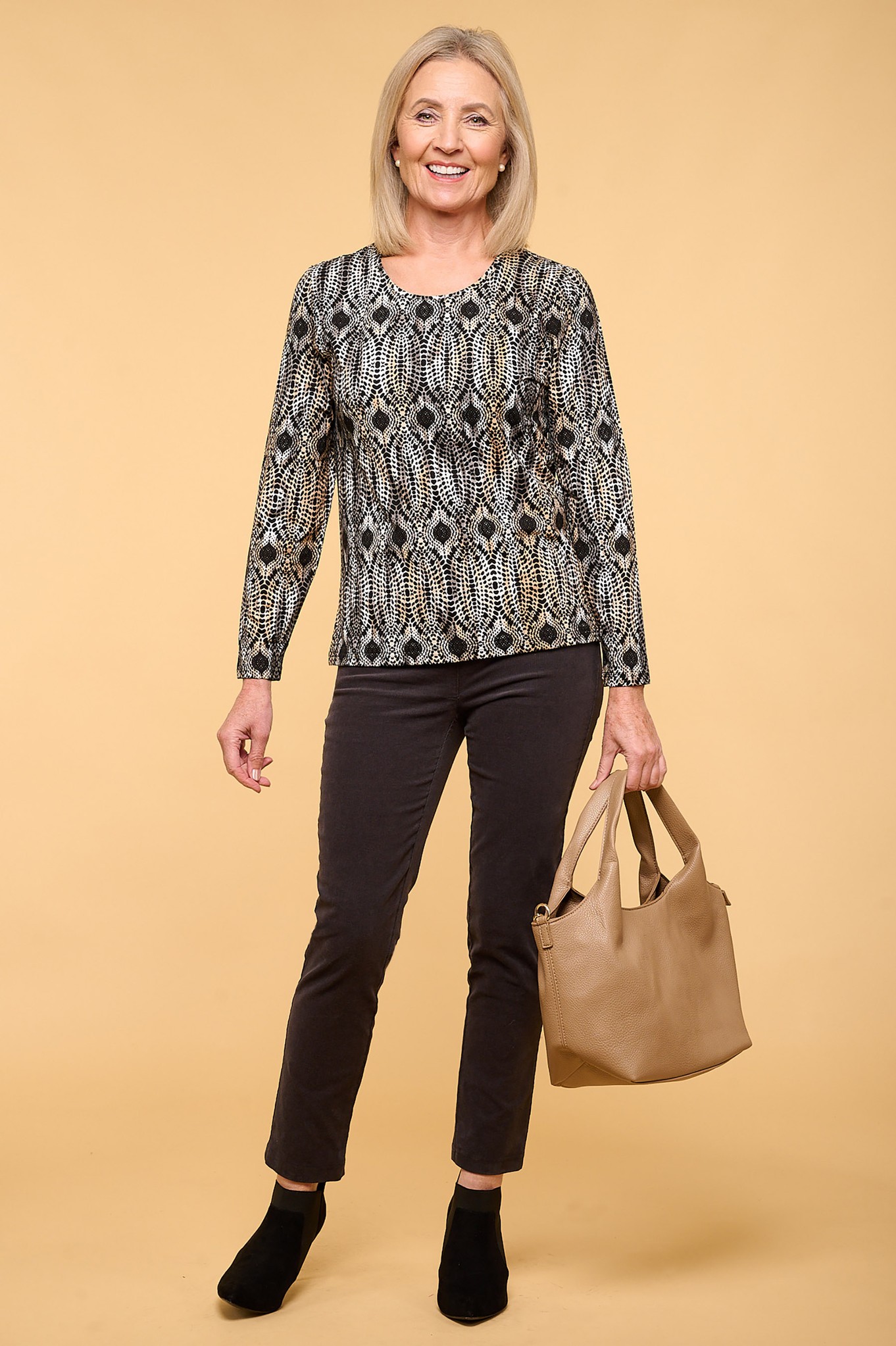 Robell Rose 09 Needlecord Ankle Grazers Dark Grey 95