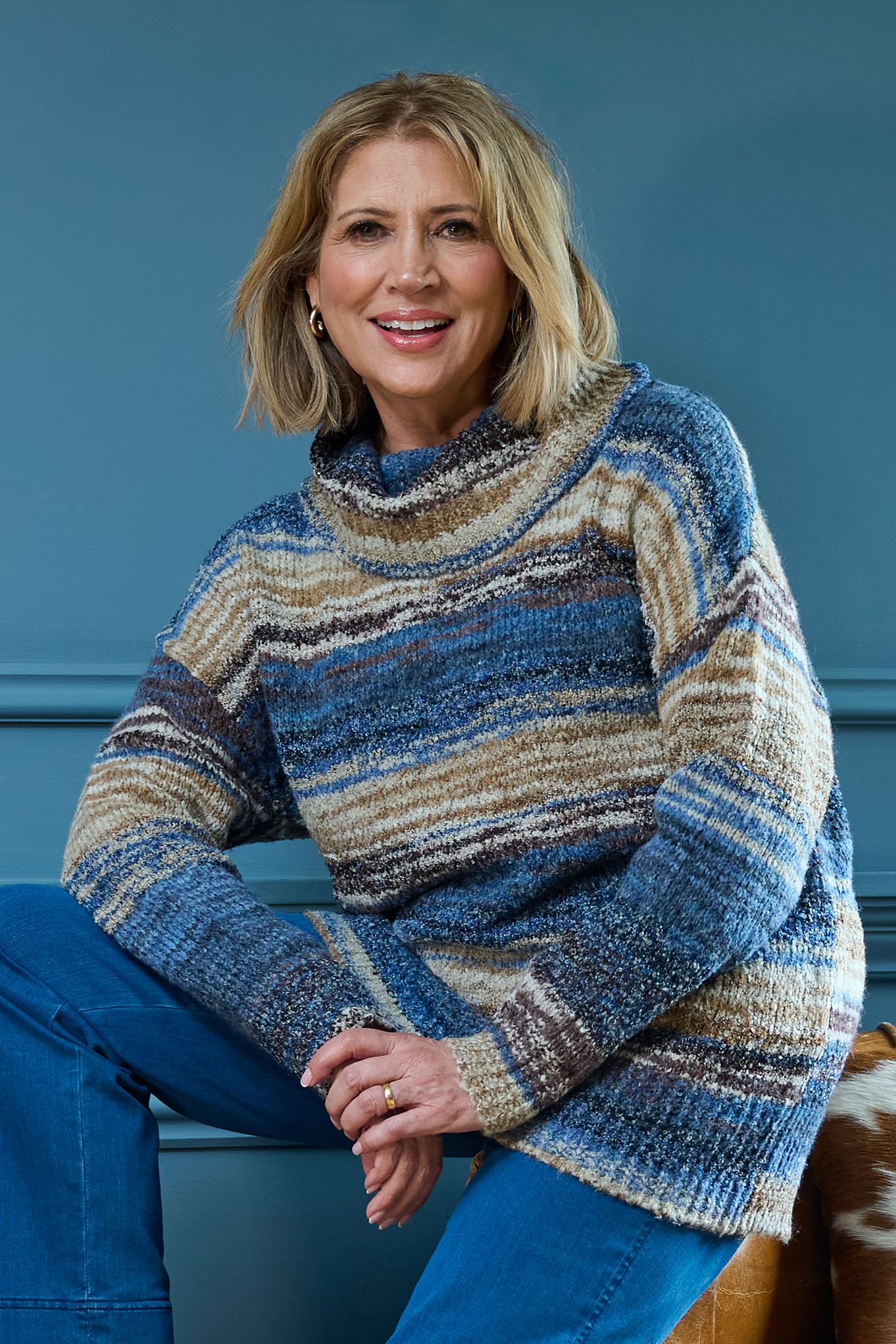 Sunday Deana Abstract Jumper Blue Brown Multi 16