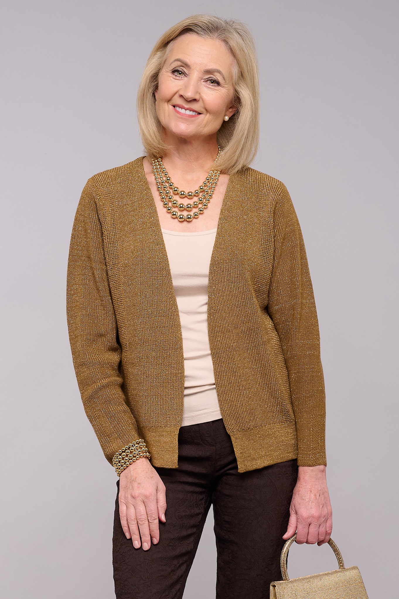 Sunday Constana Open Neck Cardigan Caramel 380