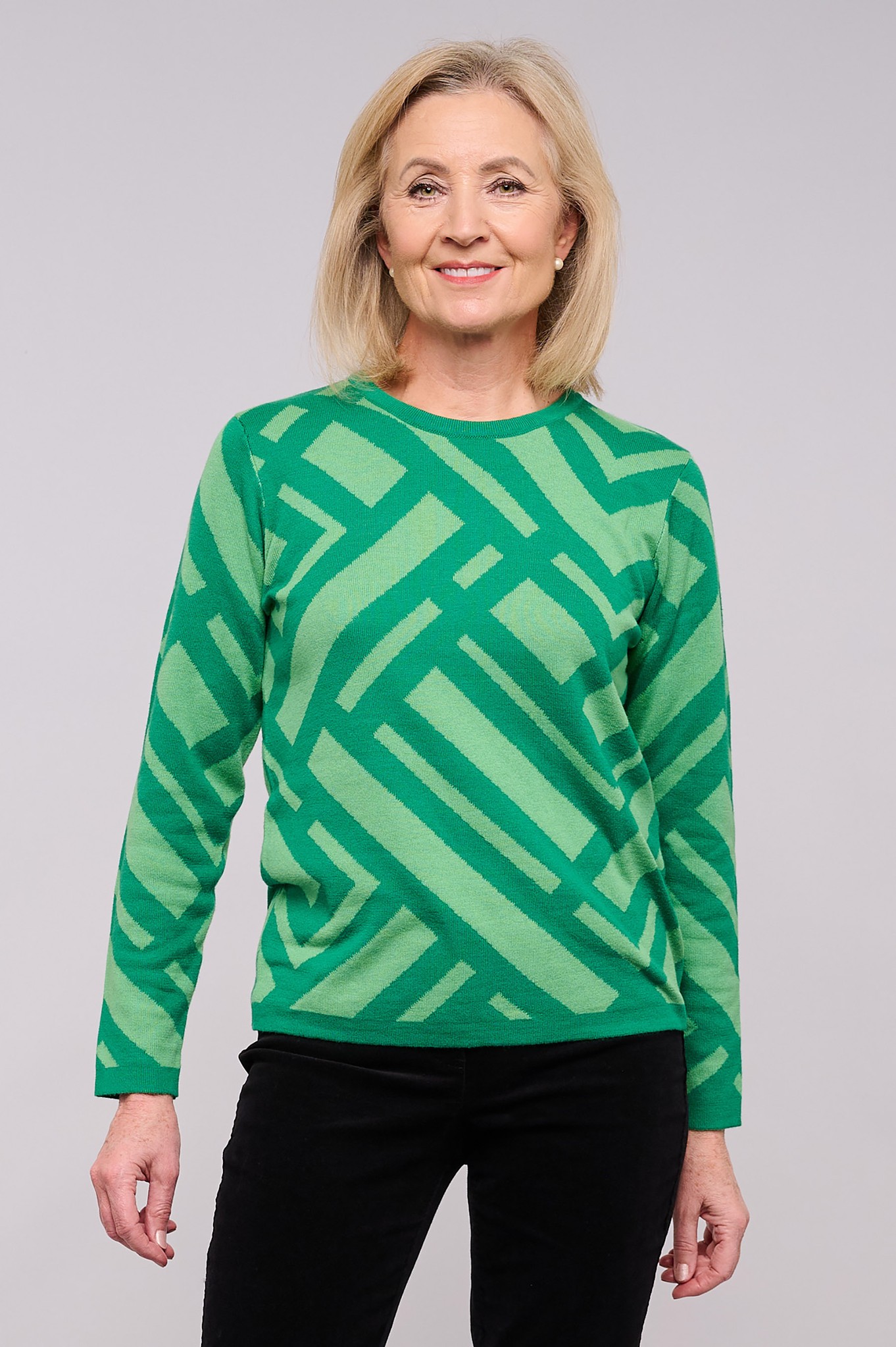 Sunday Vivi Geo Block Jumper Emerald 840