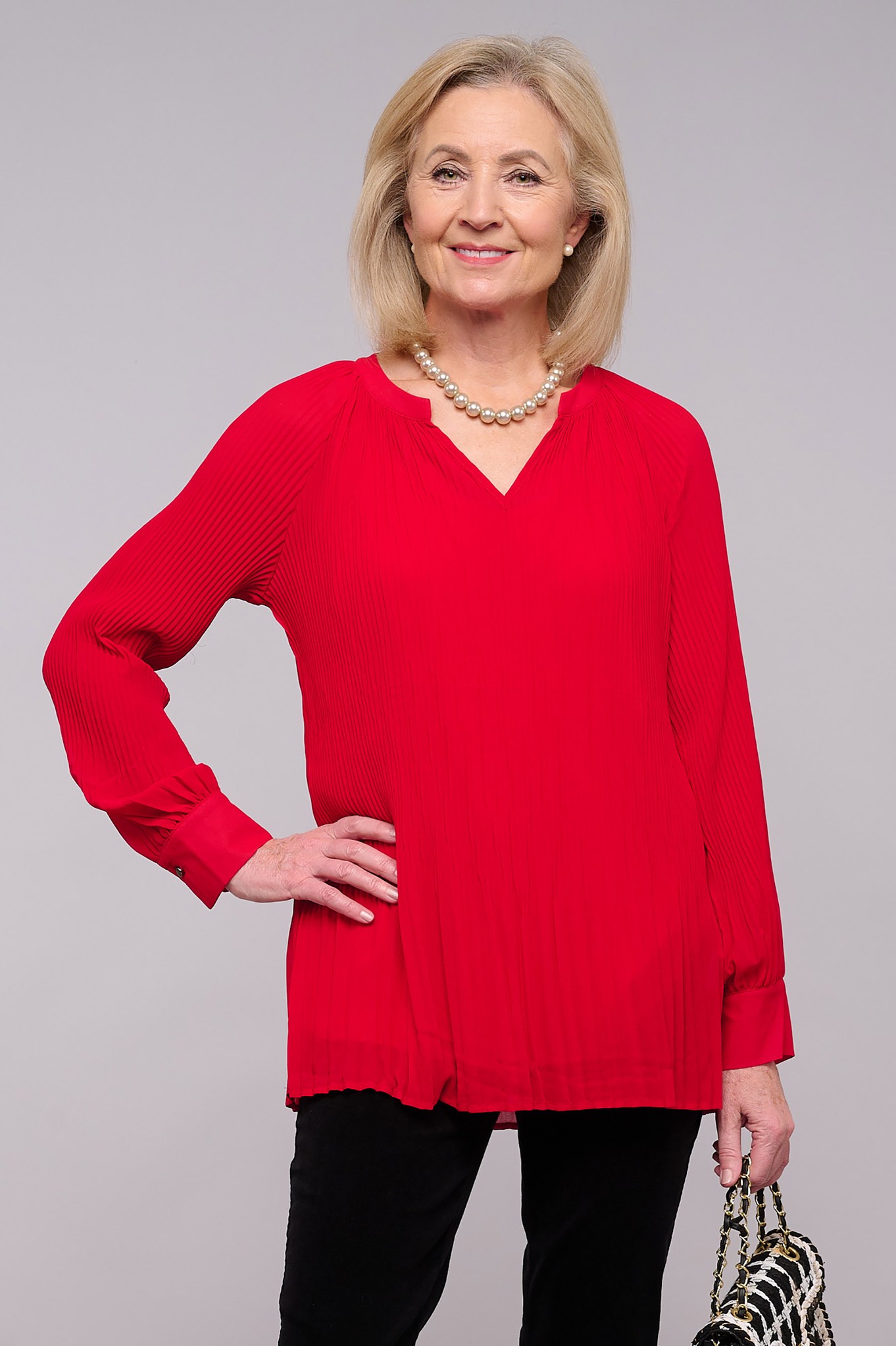 Sunday Drew Crinkle Chiffon Top Red 480