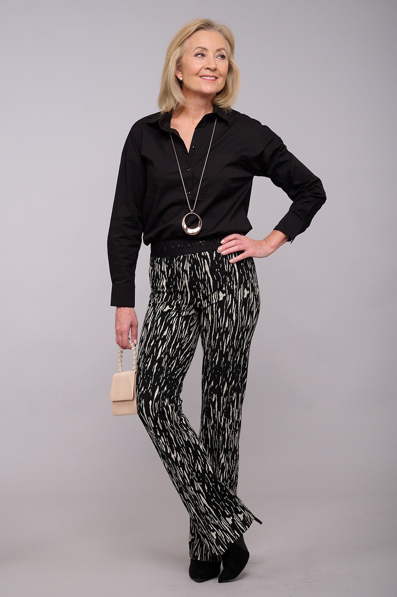 Robell Joella Abstract Animal Bootleg Trouser Black 90