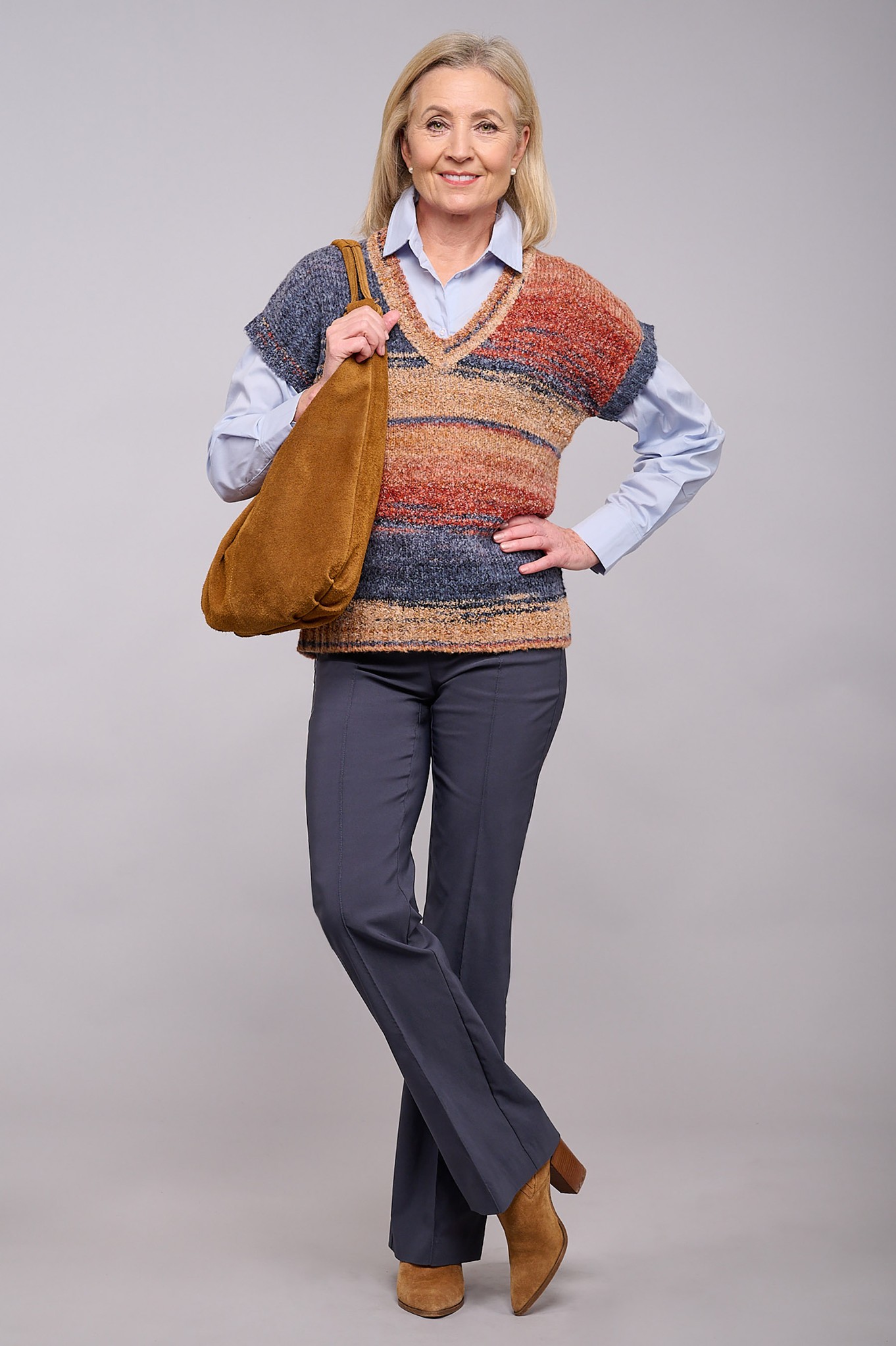 Robell Joella Stretch Bootleg Trouser Slate Grey 98