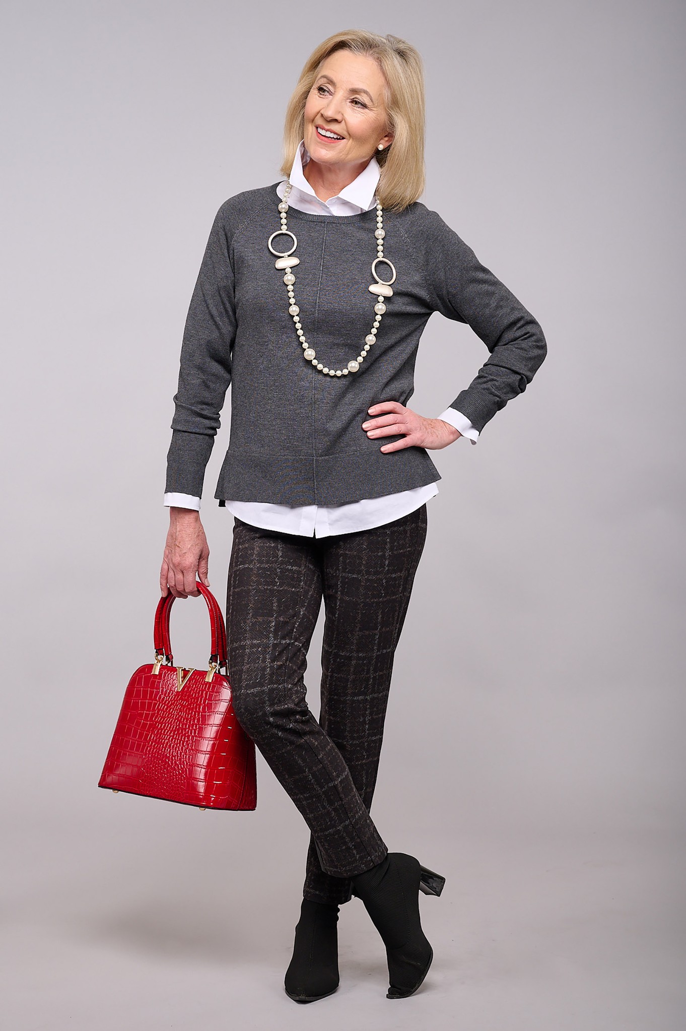 Robell Rose 09 Caledonia Check Ankle Grazer Black 90