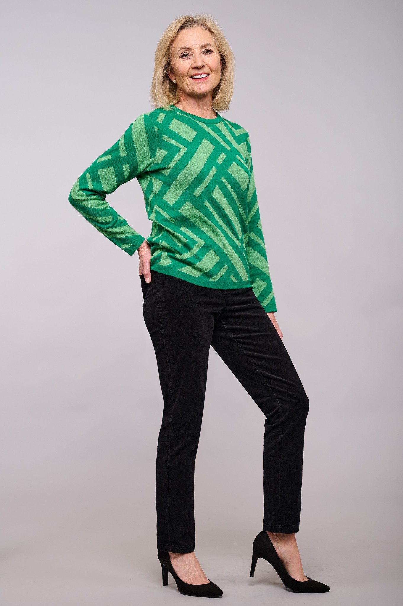 Robell Bella Petite Needlecord Trousers Black 90