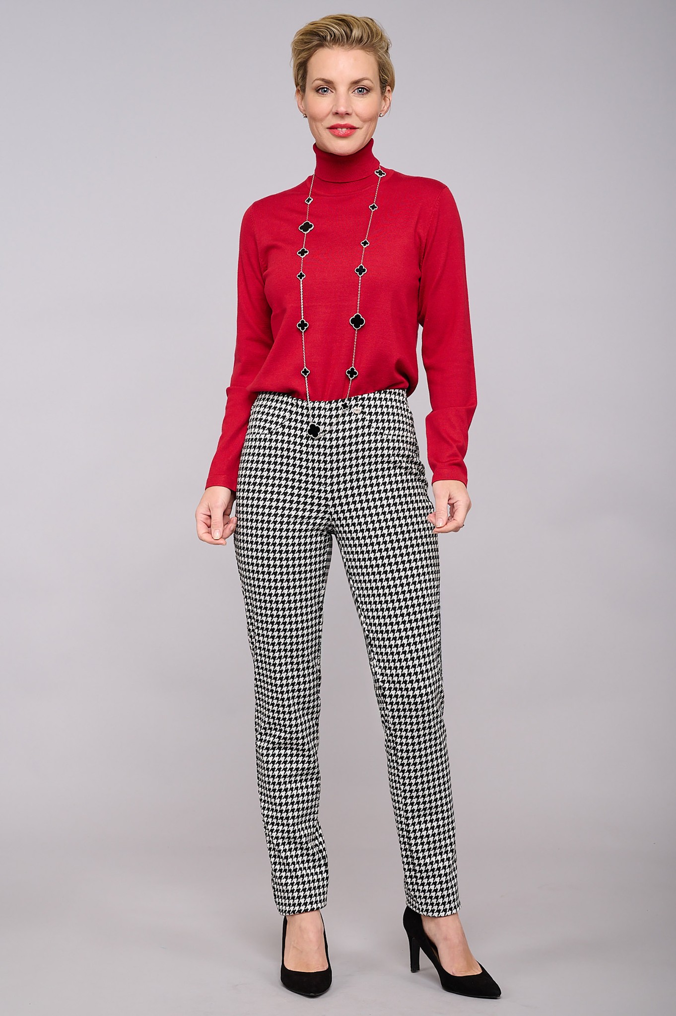 Robell Bella Hampton Houndstooth Trouser Black/White Houndstooth 10