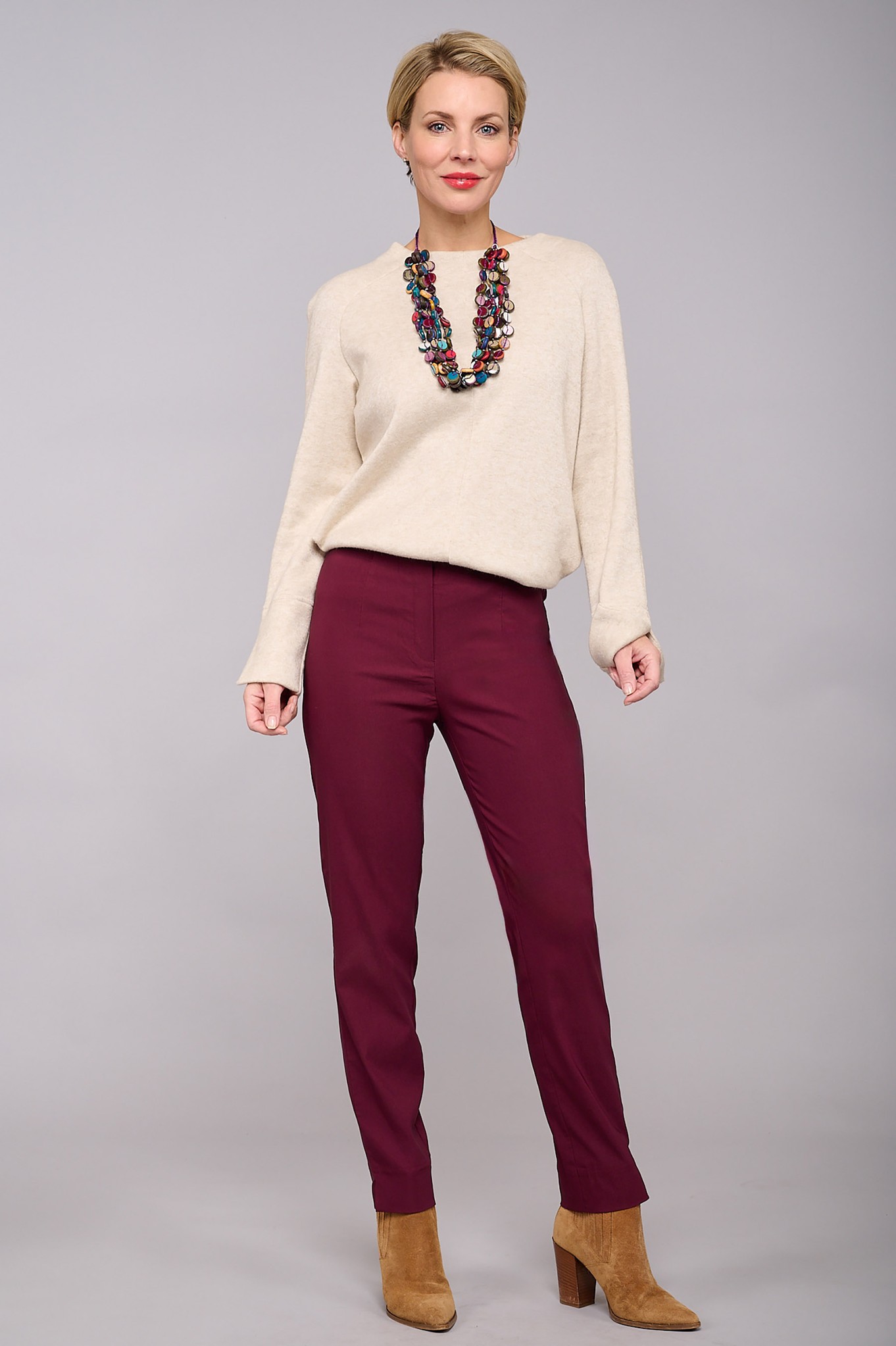 Robell Marie Petite Trousers Bordeaux 562