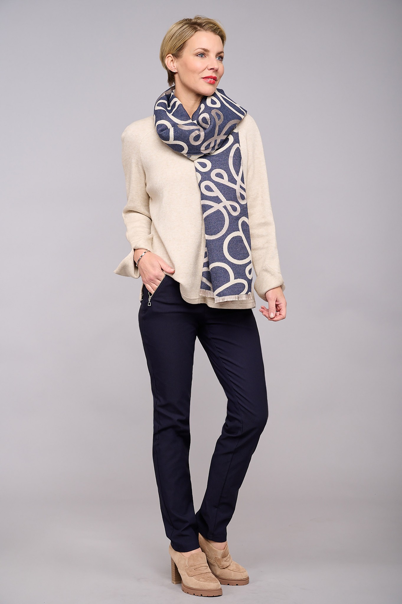 Robell Nena Winter Weight Trouser Navy 69