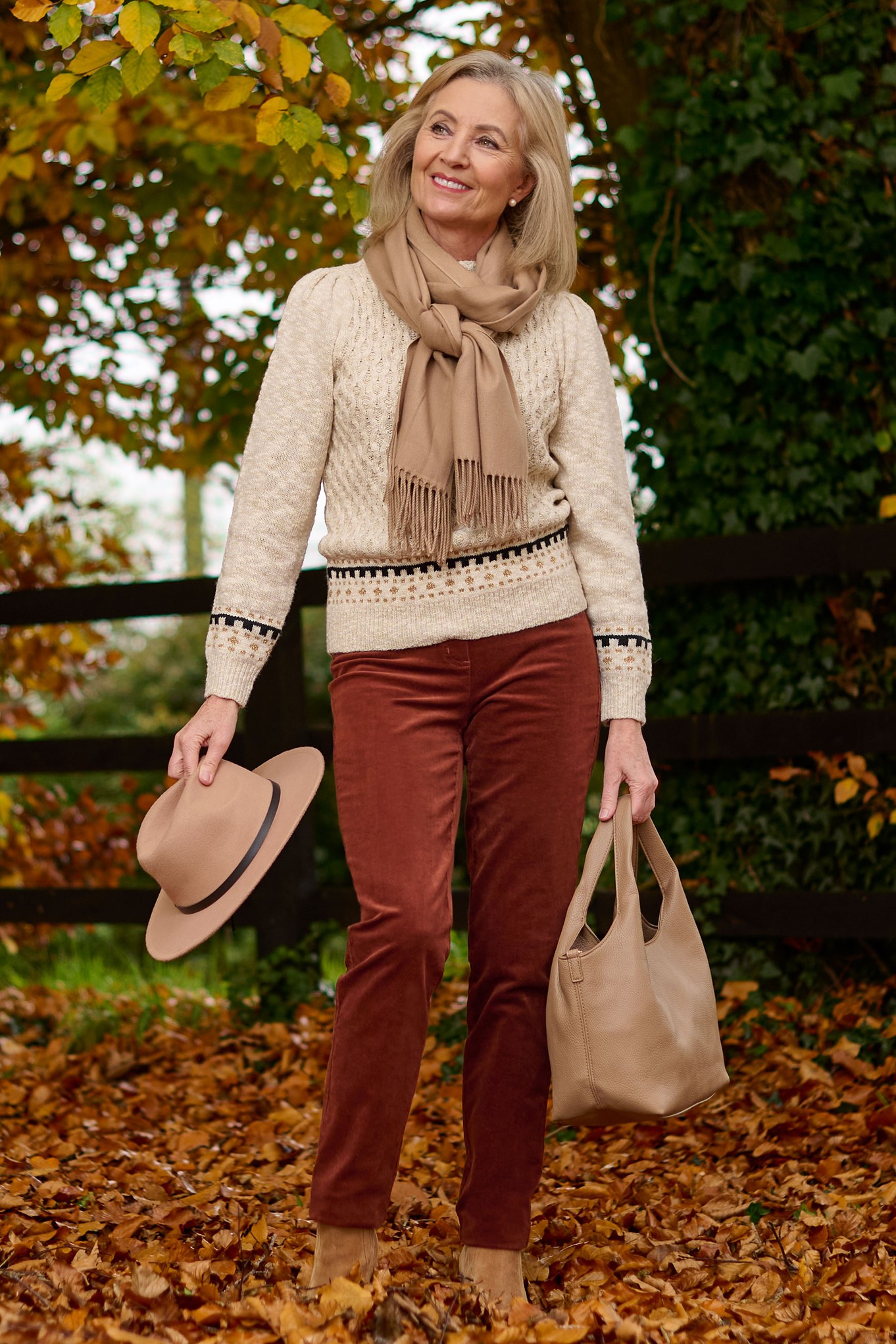 Robell Bella Needlecord Trousers Russet Brown 37