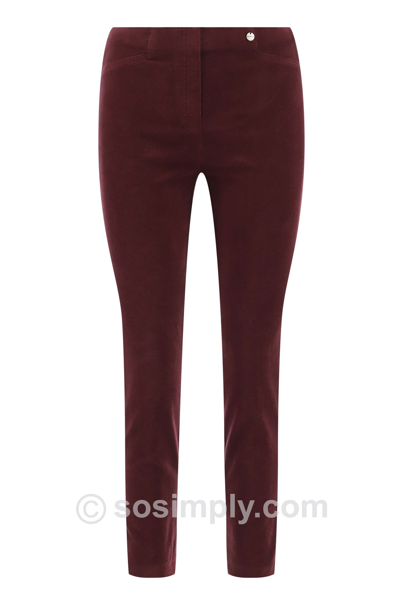 Robell Rose 09 Needlecord Ankle Grazers Burgundy 58