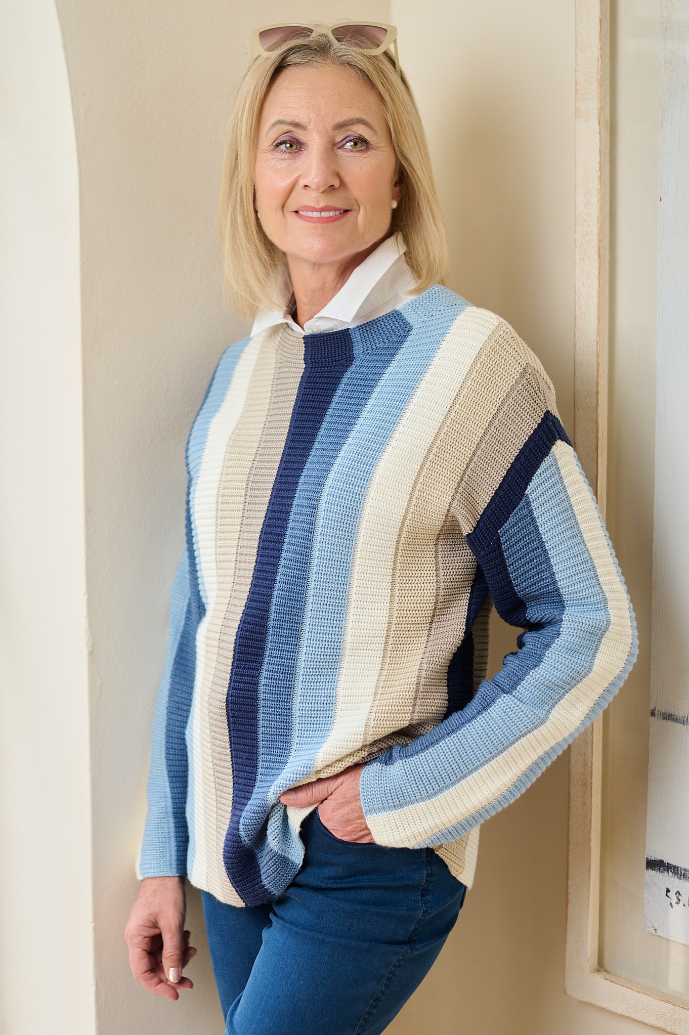 Sunday Sadie Stripe Jumper Indigo Blue 67