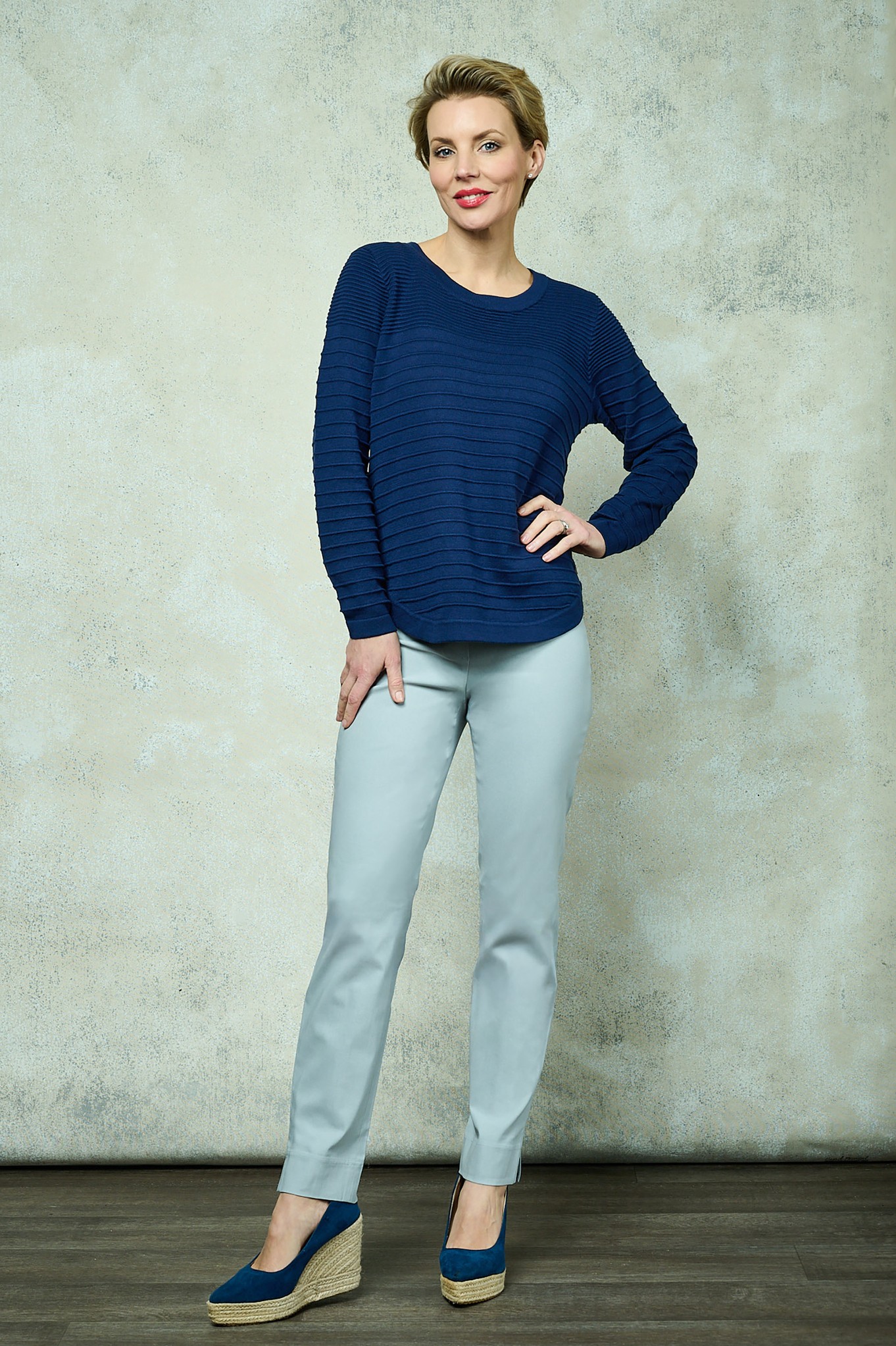 Robell Marie Full Length Trouser Light Grey 920