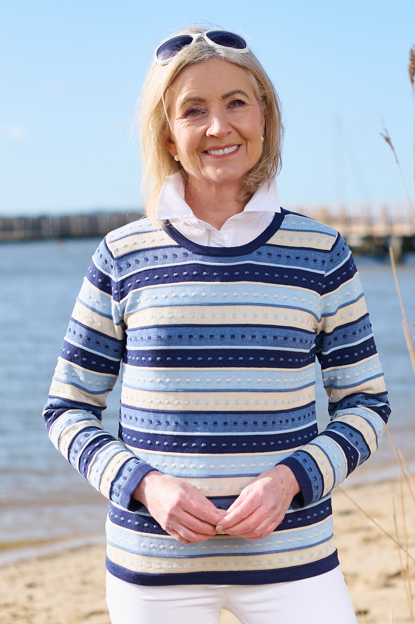 Sunday Staci Stripe Jumper Royal Blue 67