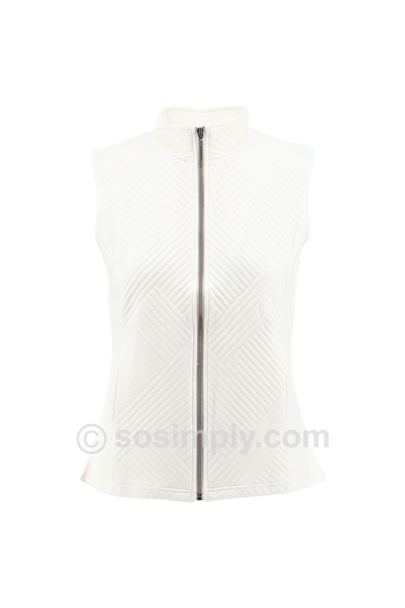 Sunday Diva Jersey Zip Gilet Ivory 11
