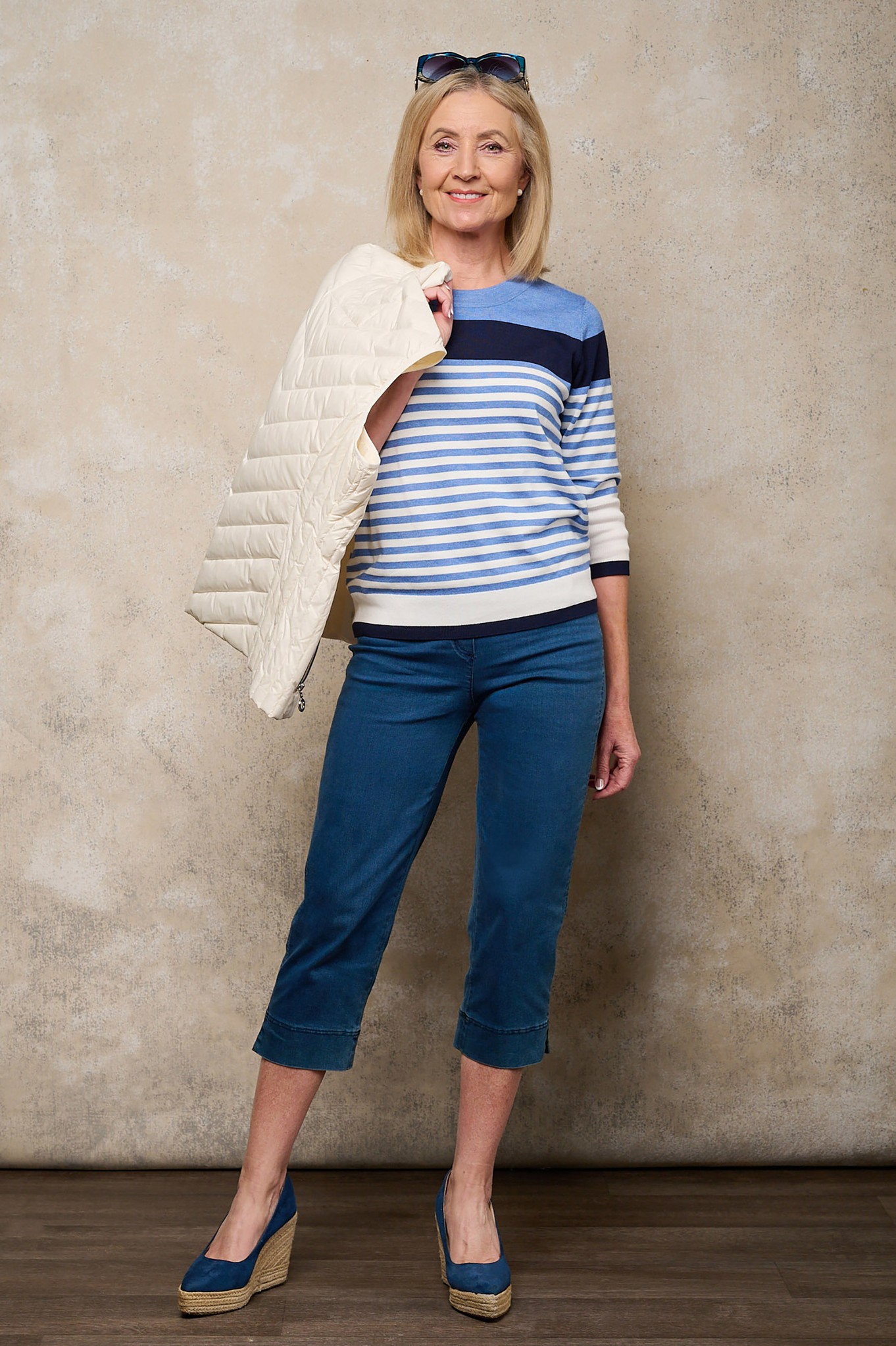 Robell Marie 07 Denim Crop Trouser Natural Denim 64