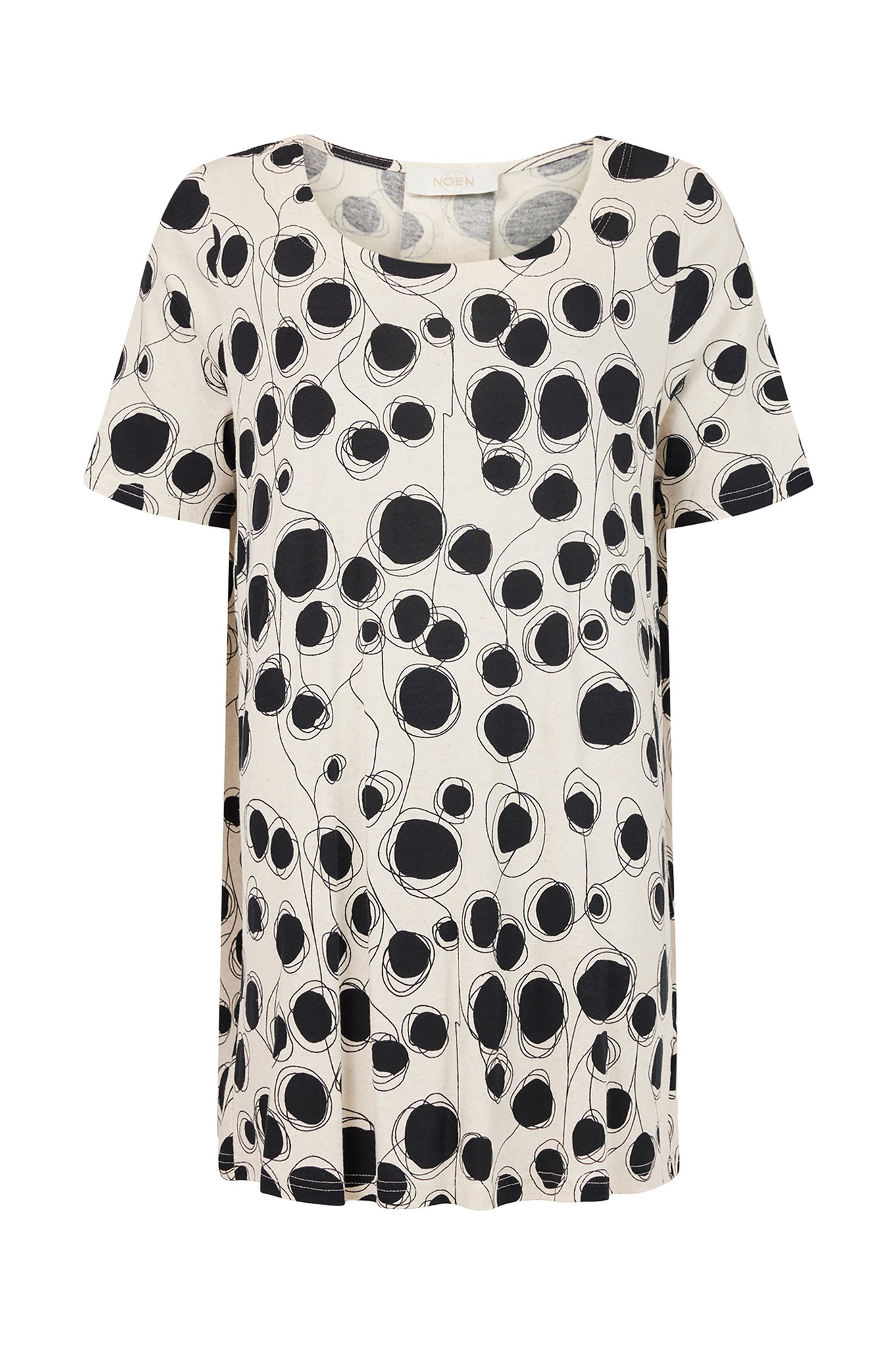 Noen Dot Print Linen Blend Long Tunic Black 90