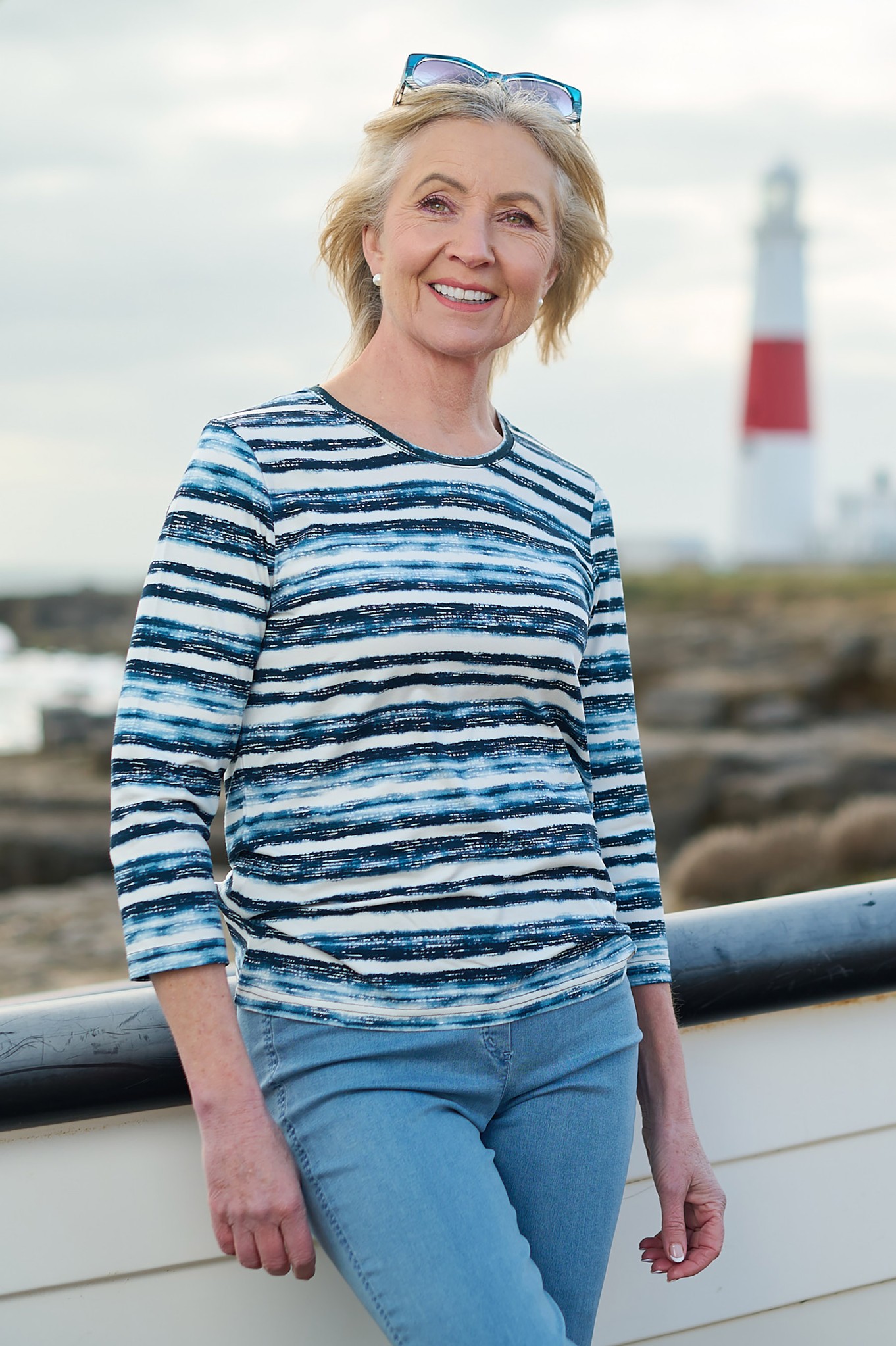 Sunday Viviana Stripe Top Indigo Blue 67