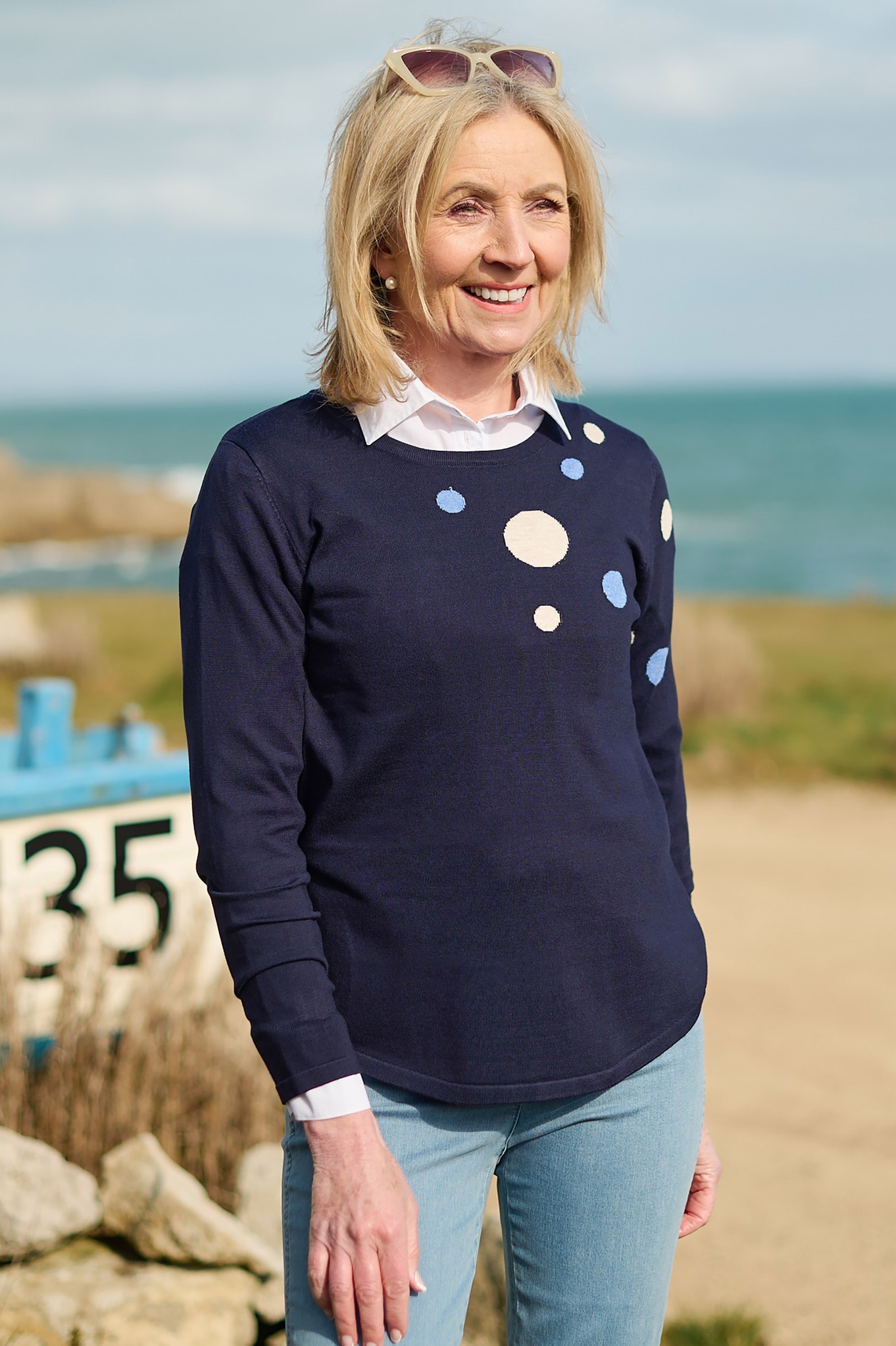 Sunday Donata Dot Jumper Indigo Blue 67