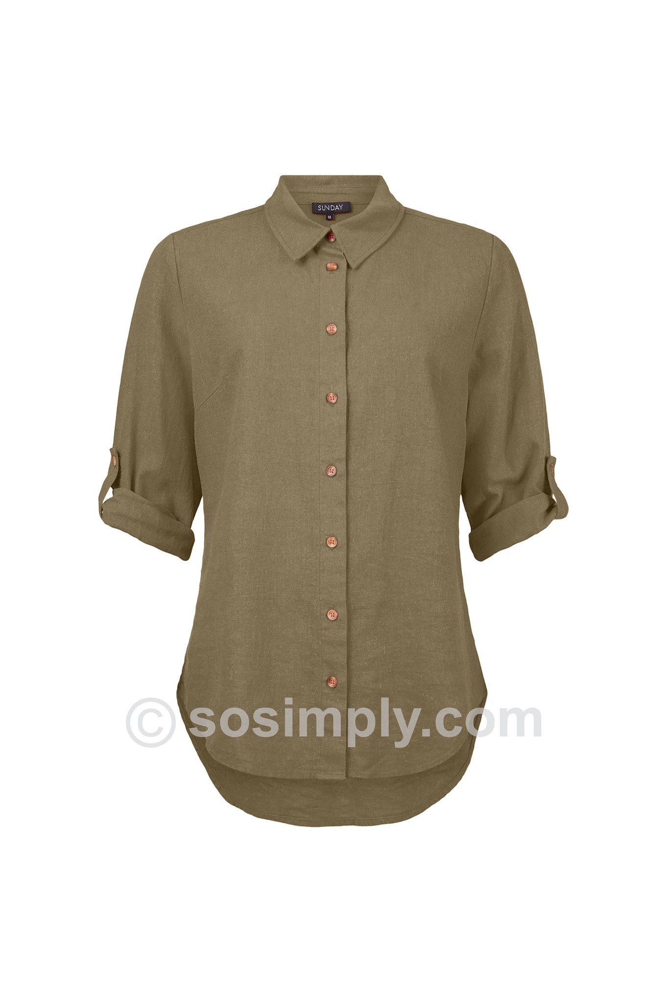 Sunday Palmira Linen Shirt Olive Green 85