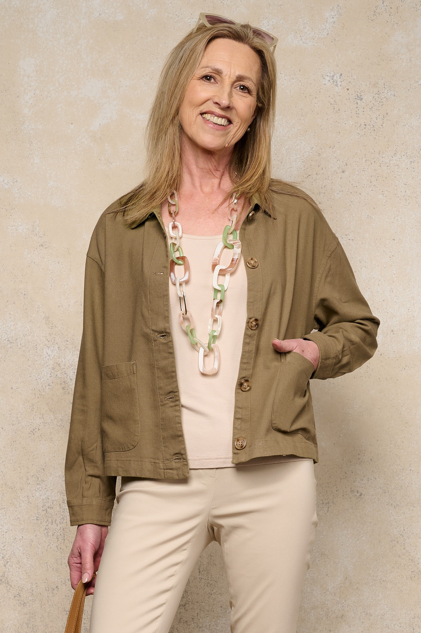 Sunday Palmira Linen Jacket Olive Green 85