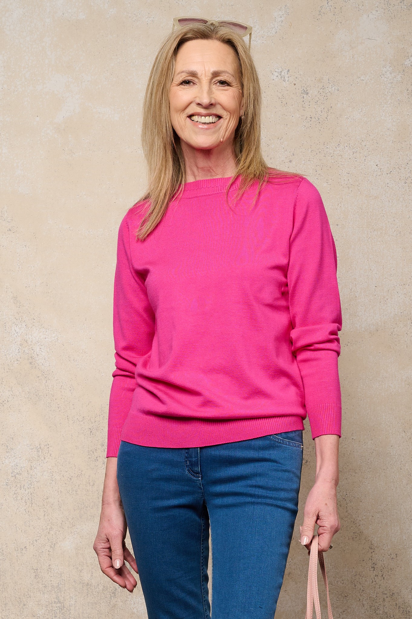 Sunday Petra Plain Knit Jumper Flamingo 430