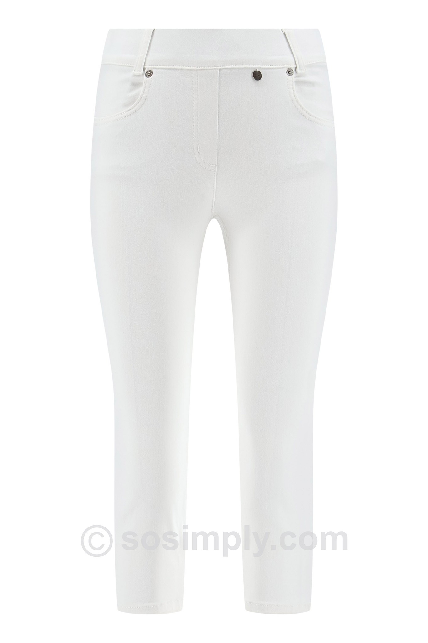 Robell Rose 07 Super Light Denim Crop White 10