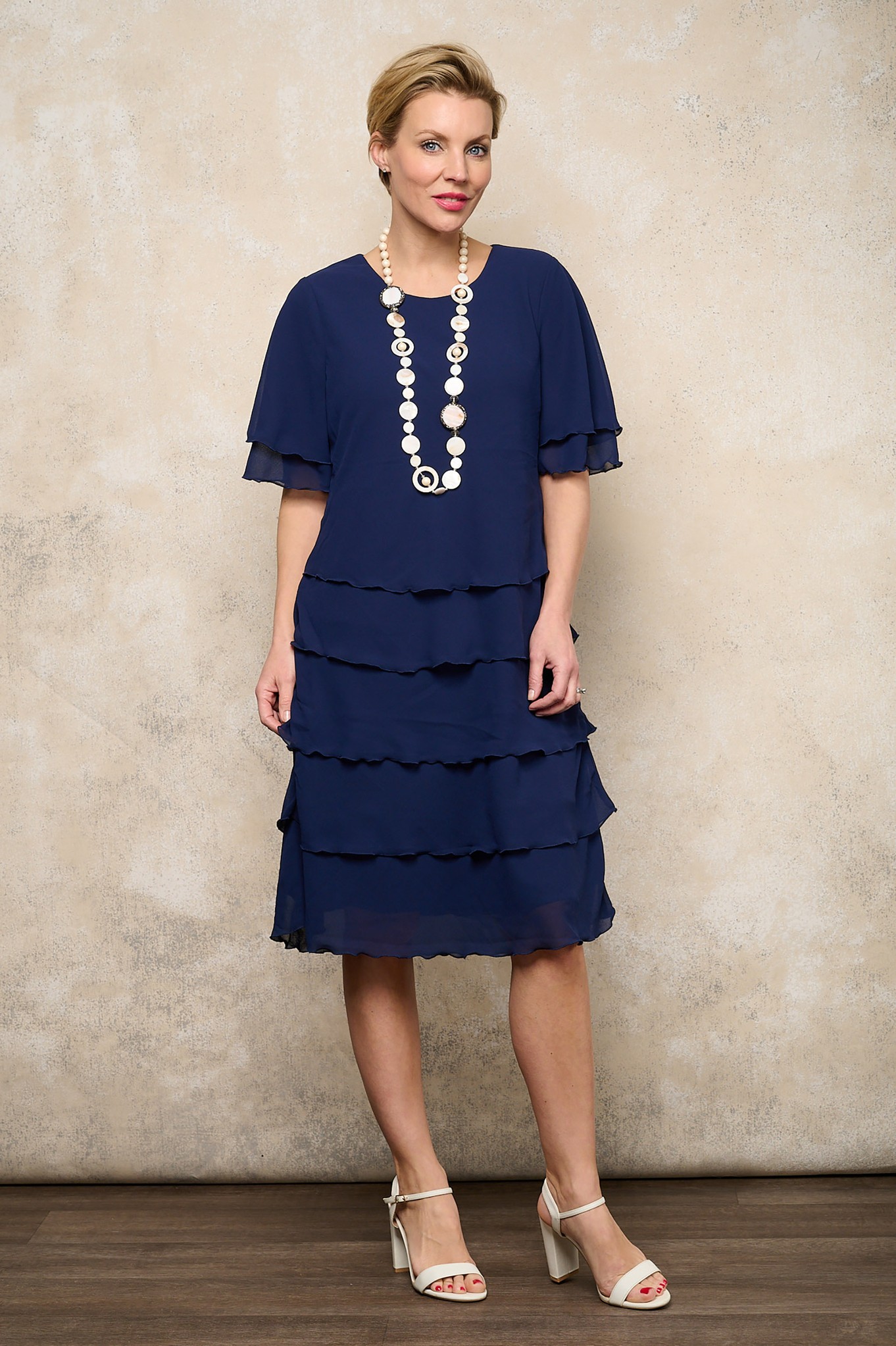 Sunday Toni Tier Chiffon Dress Midnight Blue 671