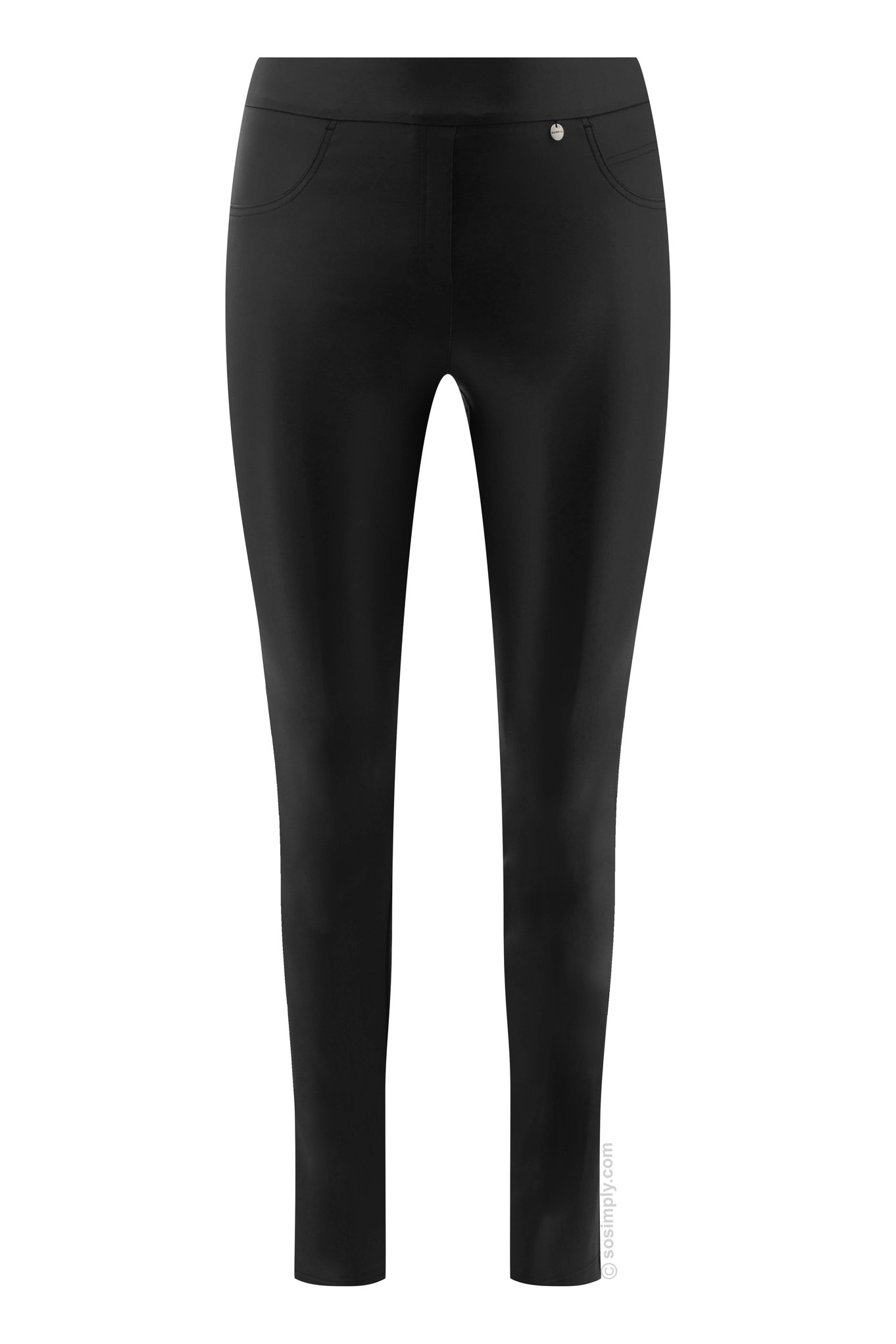 Robell Rose F/L Faux Leather Black Trouser - So Simply