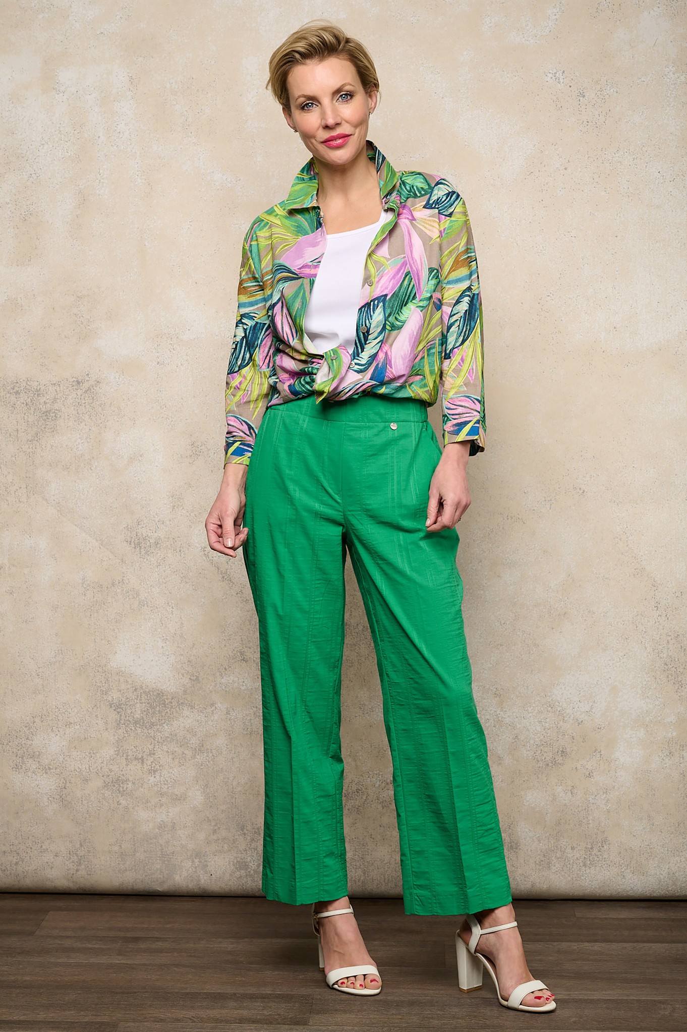 Robell Anna 09 Seersucker Ankle Grazers Emerald Green 843